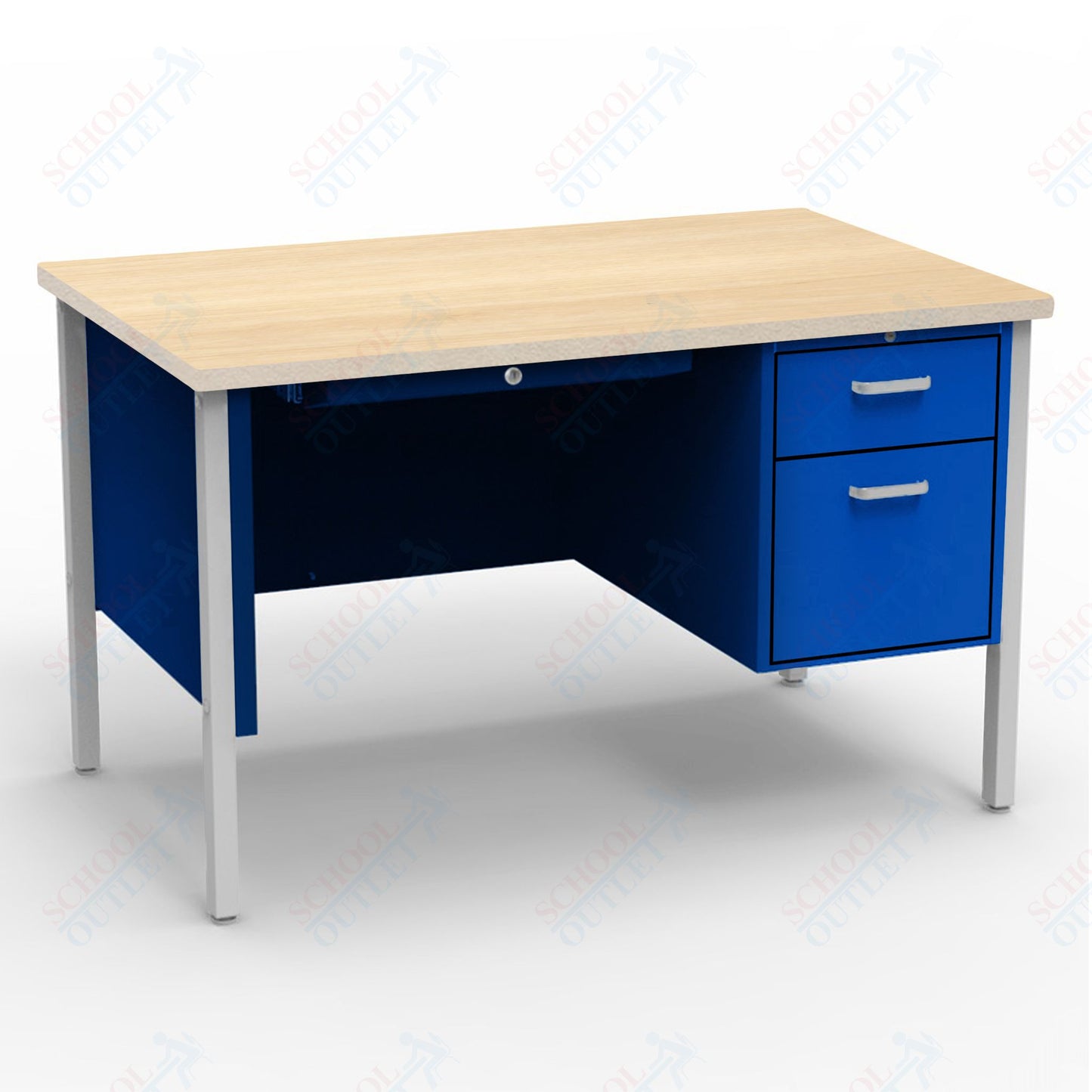 Virco 643 Single Pedestal Teacher Desk - 640 Series with a 30"D x 48"L High-pressure Laminate Surface