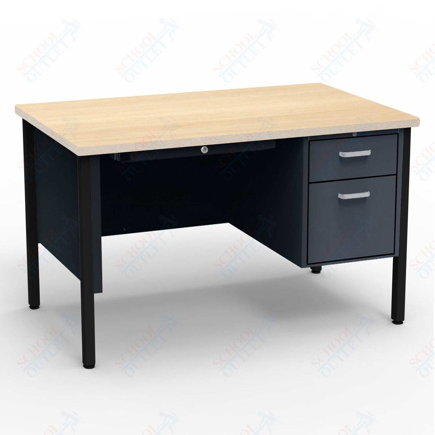 Virco 643 Single Pedestal Teacher Desk - 640 Series with a 30"D x 48"L High-pressure Laminate Surface