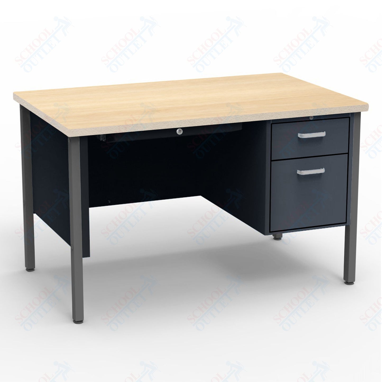 Virco 643 Single Pedestal Teacher Desk - 640 Series with a 30"D x 48"L High-pressure Laminate Surface