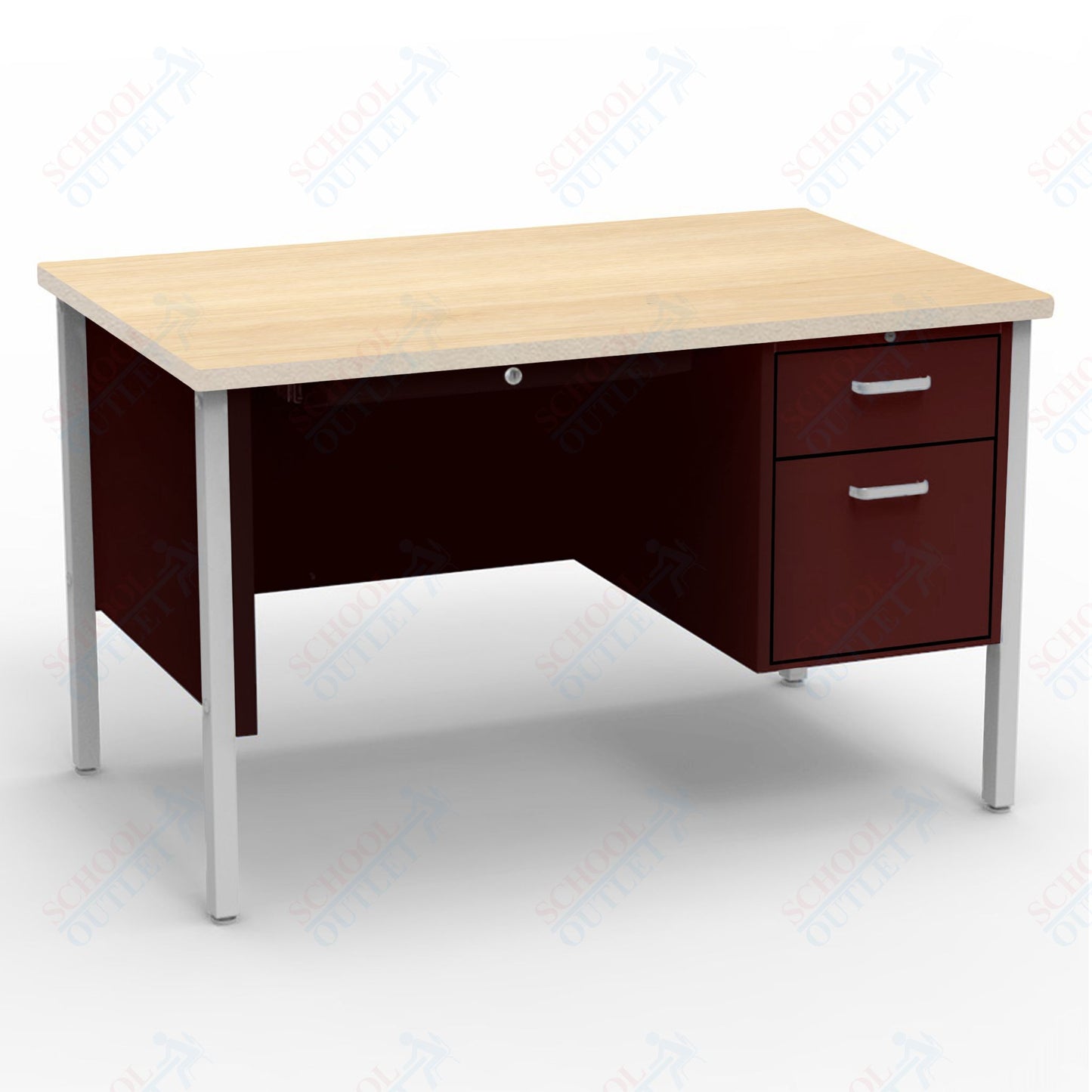 Virco 643 Single Pedestal Teacher Desk - 640 Series with a 30"D x 48"L High-pressure Laminate Surface