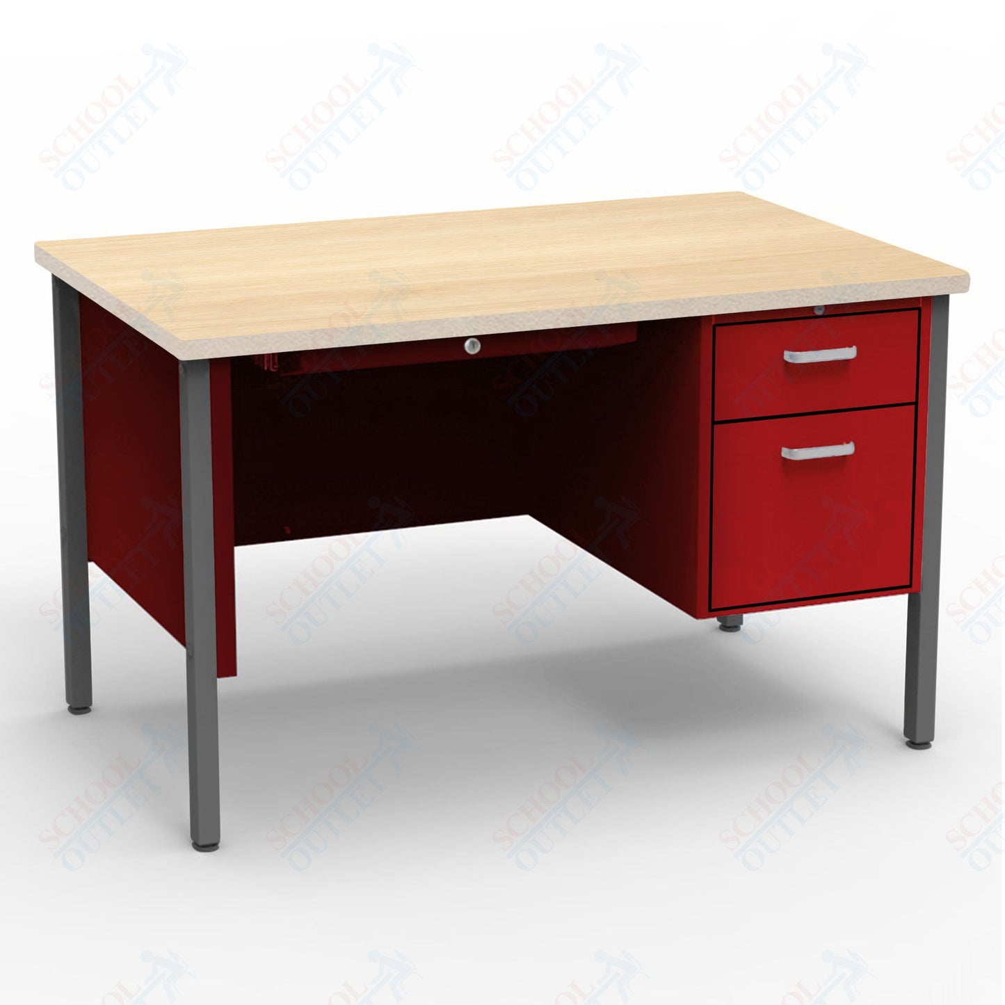 Virco 643 Single Pedestal Teacher Desk - 640 Series with a 30"D x 48"L High-pressure Laminate Surface