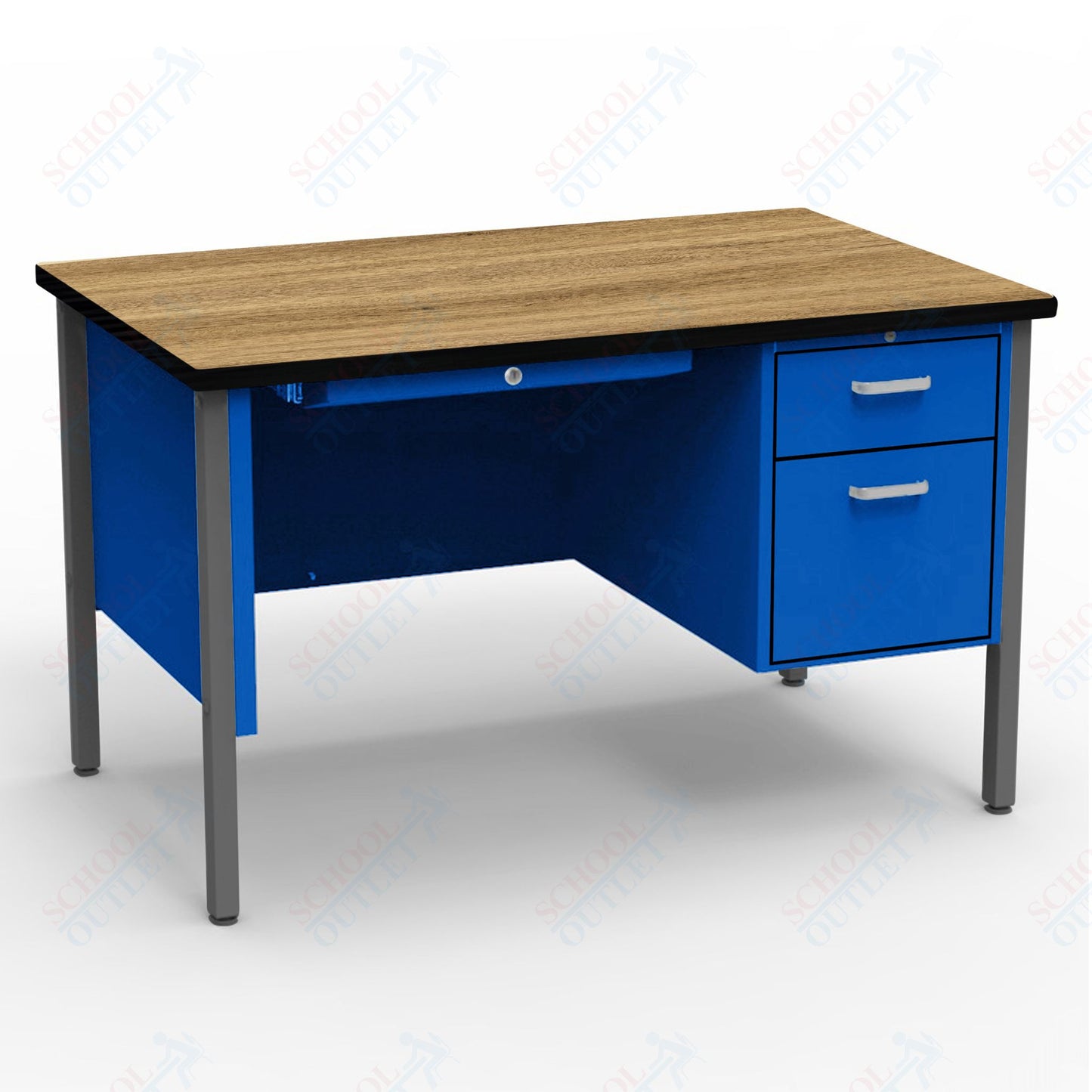 Virco 643 Single Pedestal Teacher Desk - 640 Series with a 30"D x 48"L High-pressure Laminate Surface