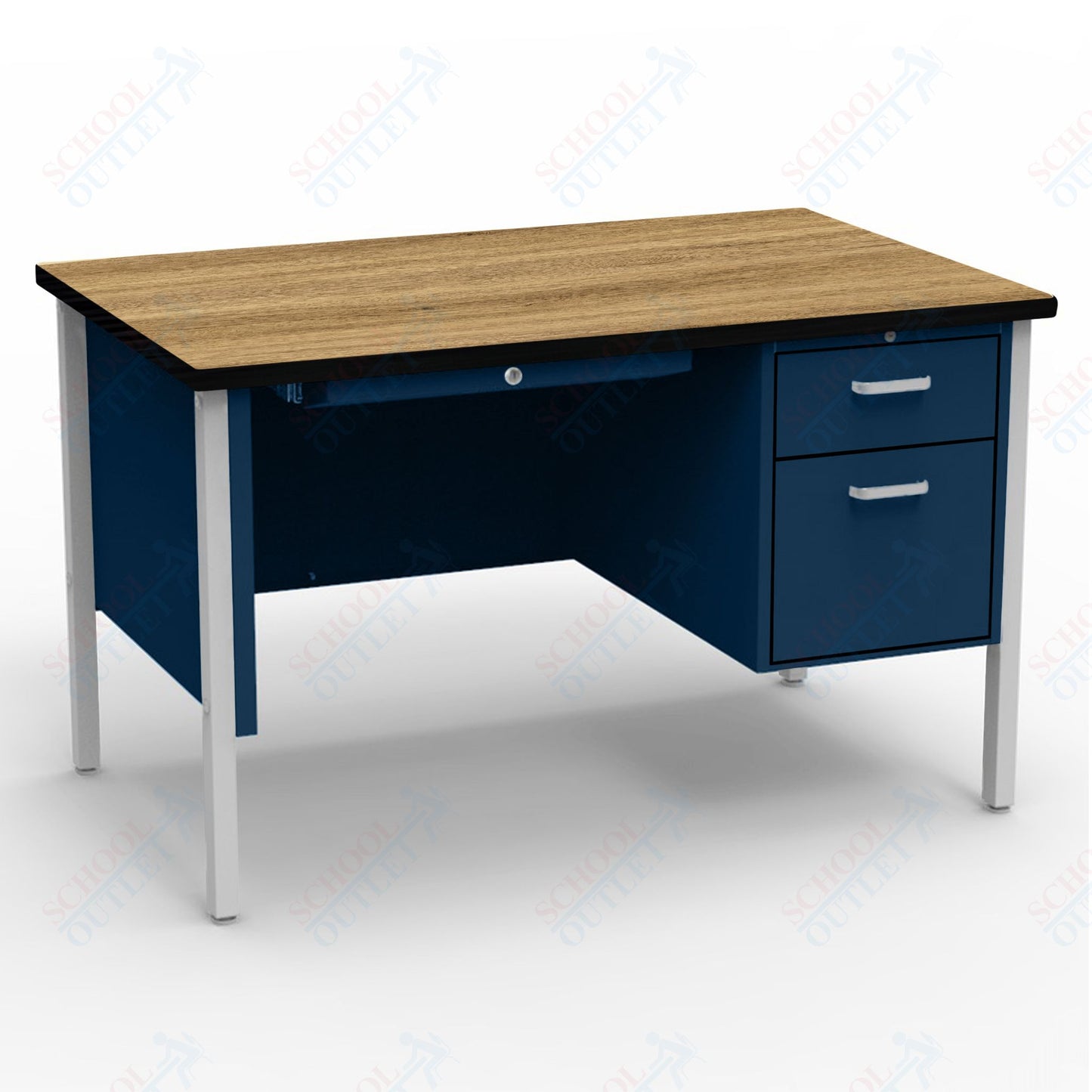 Virco 643 Single Pedestal Teacher Desk - 640 Series with a 30"D x 48"L High-pressure Laminate Surface