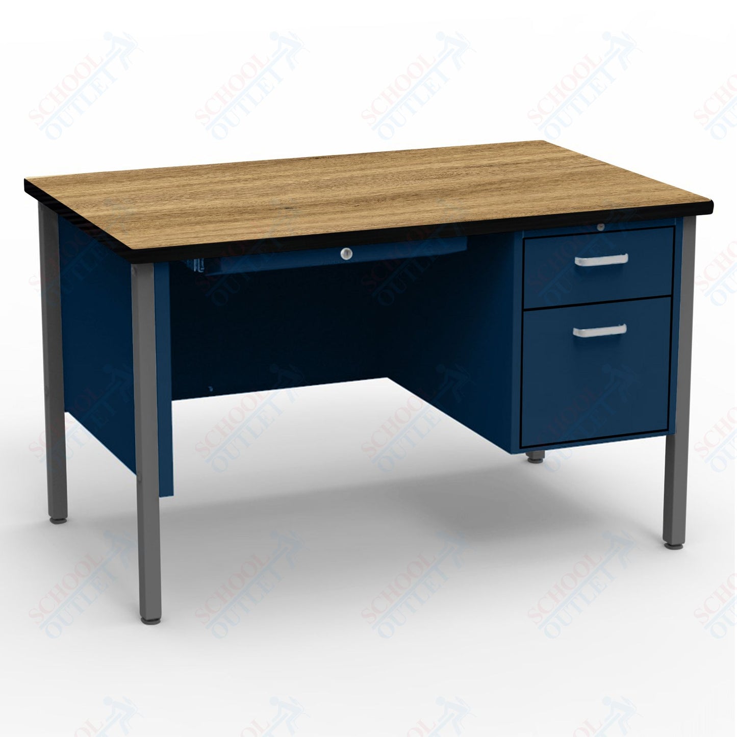 Virco 643 Single Pedestal Teacher Desk - 640 Series with a 30"D x 48"L High-pressure Laminate Surface