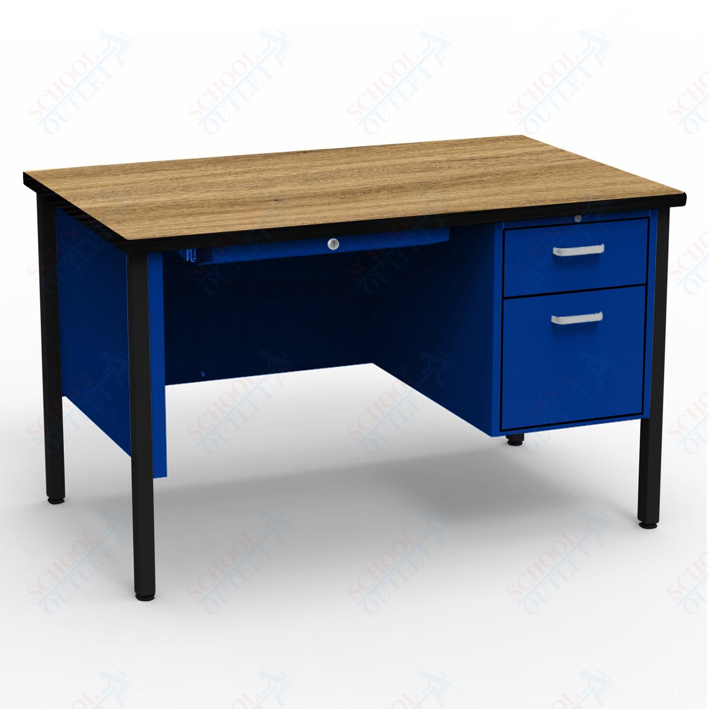 Virco 643 Single Pedestal Teacher Desk - 640 Series with a 30"D x 48"L High-pressure Laminate Surface