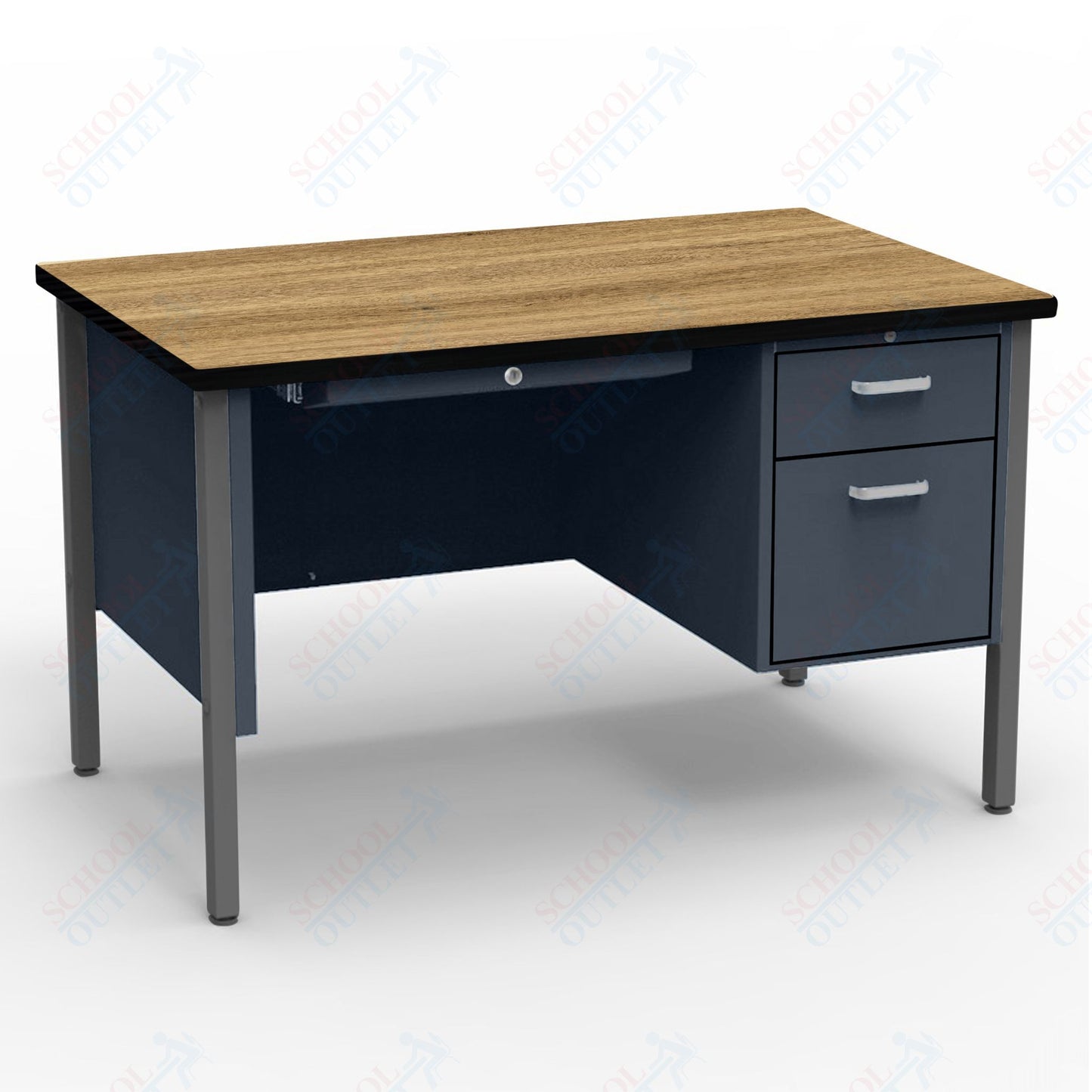 Virco 643 Single Pedestal Teacher Desk - 640 Series with a 30"D x 48"L High-pressure Laminate Surface