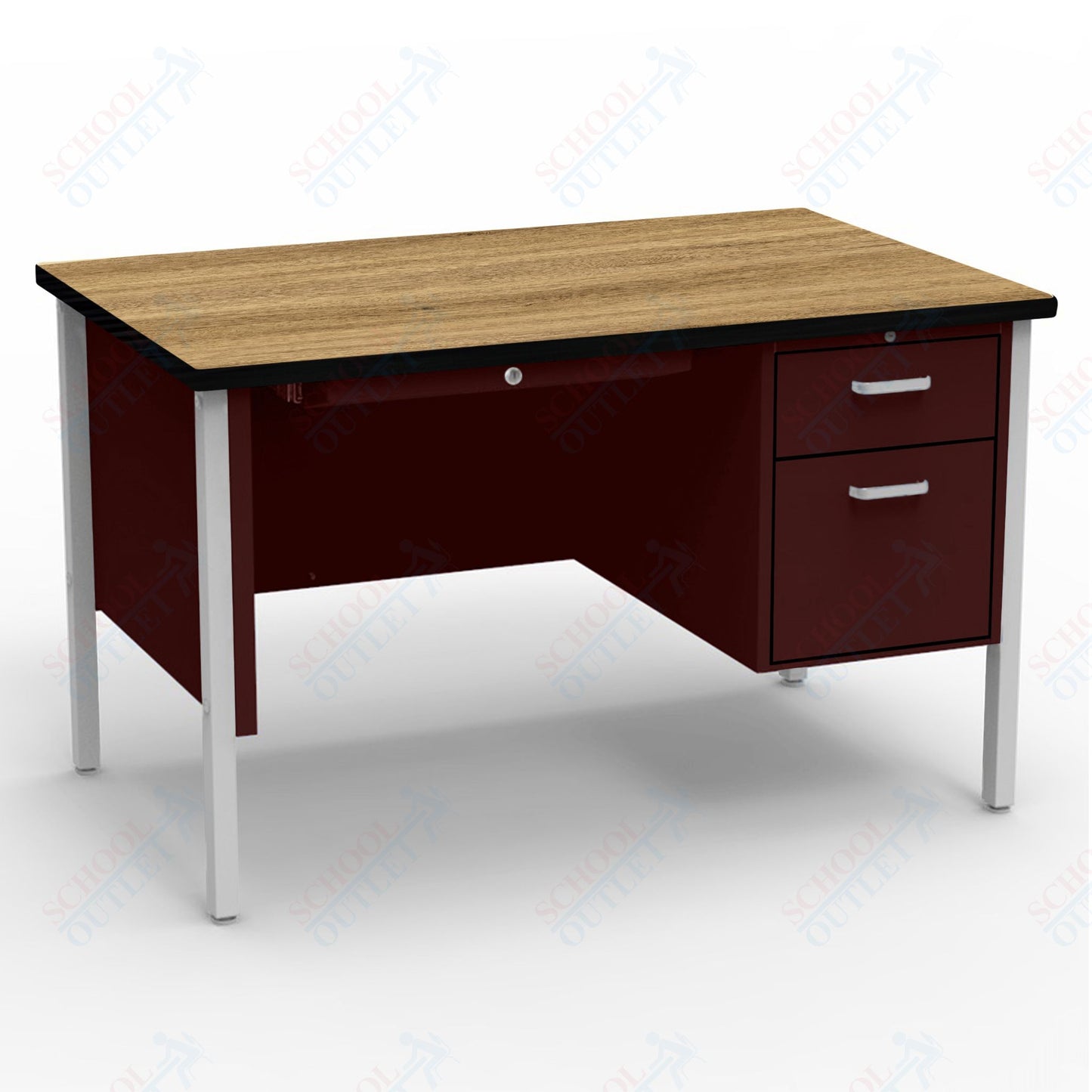 Virco 643 Single Pedestal Teacher Desk - 640 Series with a 30"D x 48"L High-pressure Laminate Surface