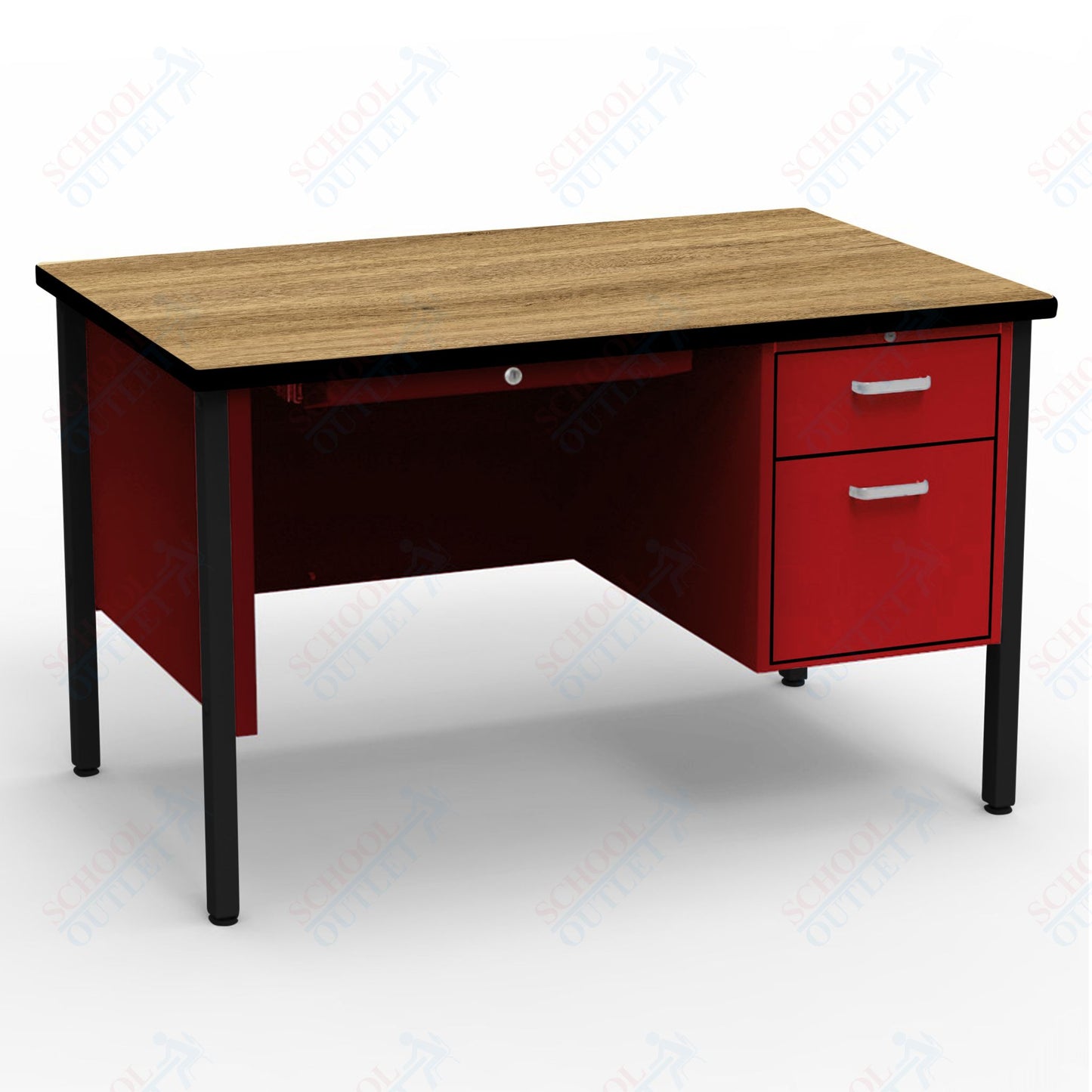 Virco 643 Single Pedestal Teacher Desk - 640 Series with a 30"D x 48"L High-pressure Laminate Surface