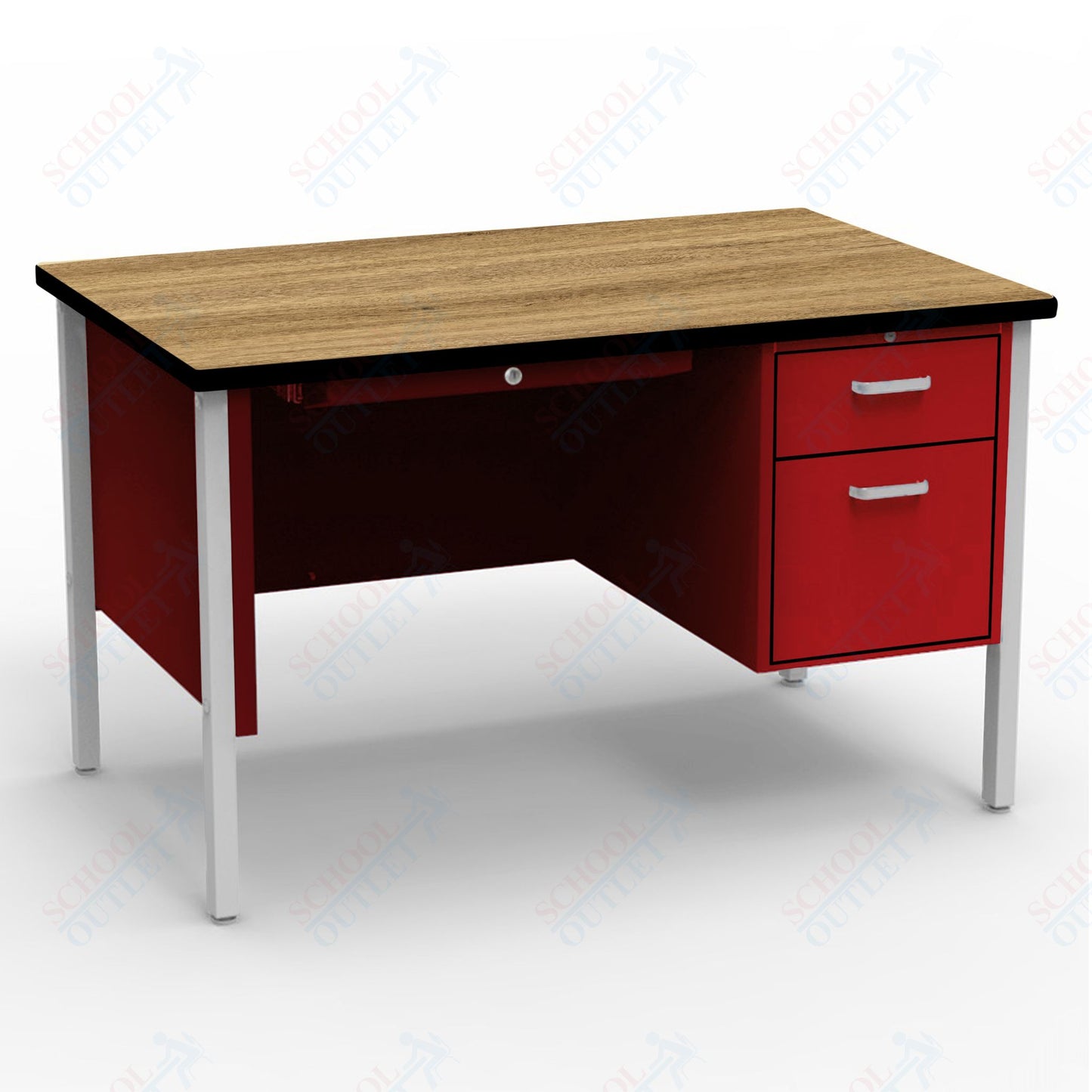 Virco 643 Single Pedestal Teacher Desk - 640 Series with a 30"D x 48"L High-pressure Laminate Surface