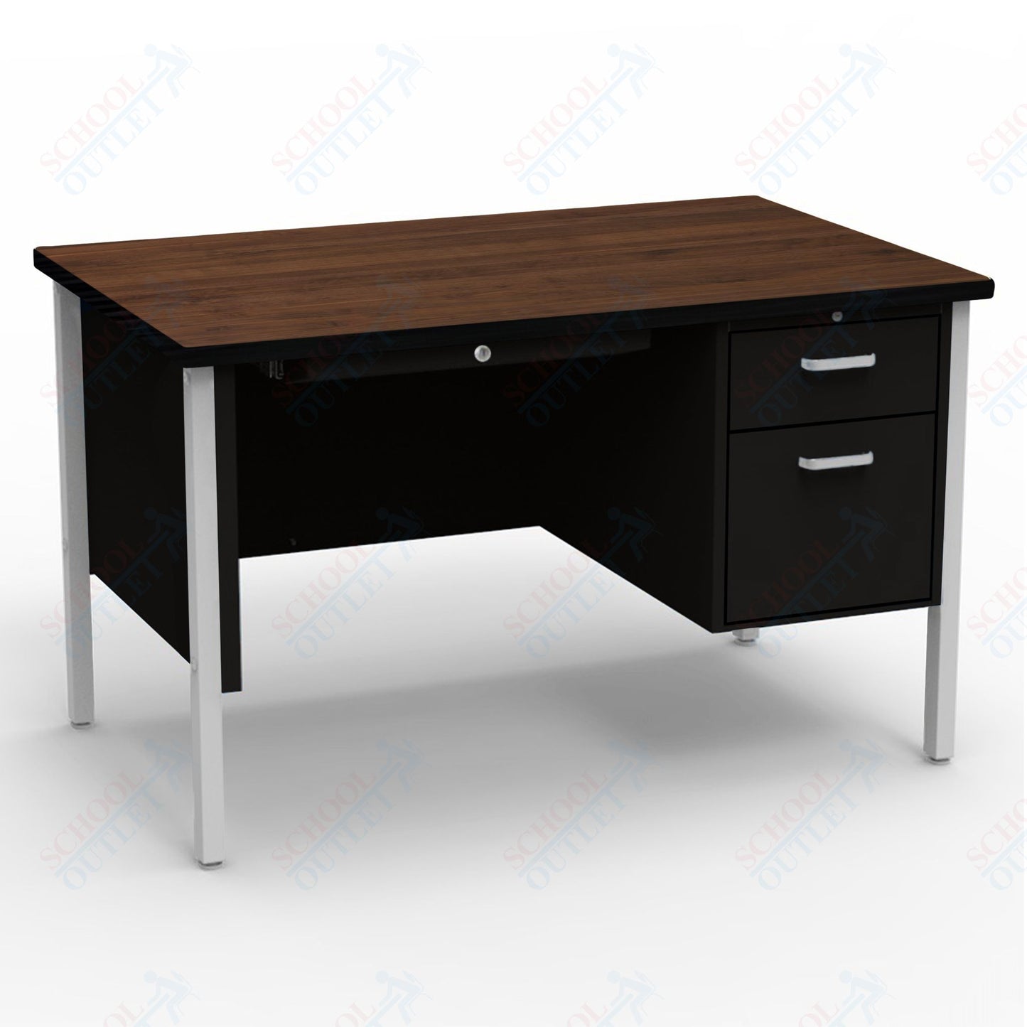 Virco 643 Single Pedestal Teacher Desk - 640 Series with a 30"D x 48"L High-pressure Laminate Surface