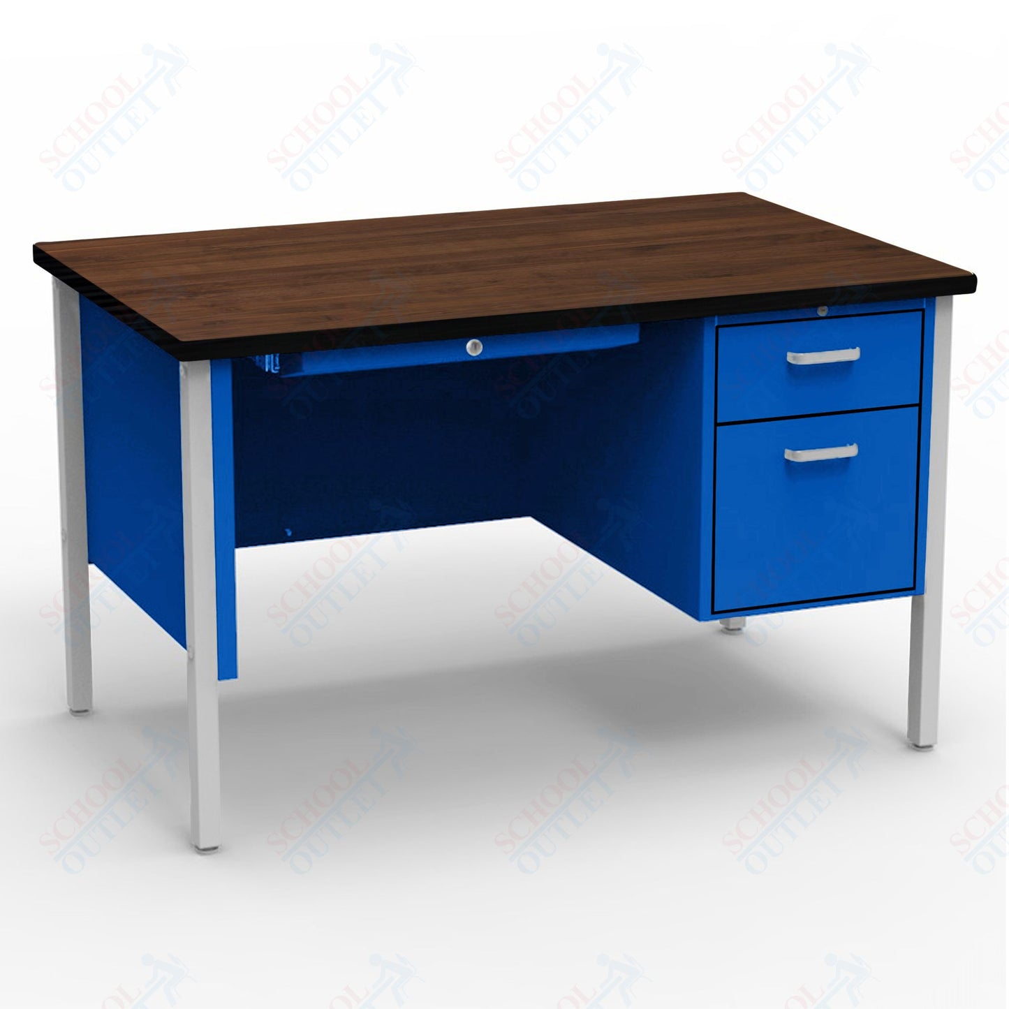 Virco 643 Single Pedestal Teacher Desk - 640 Series with a 30"D x 48"L High-pressure Laminate Surface