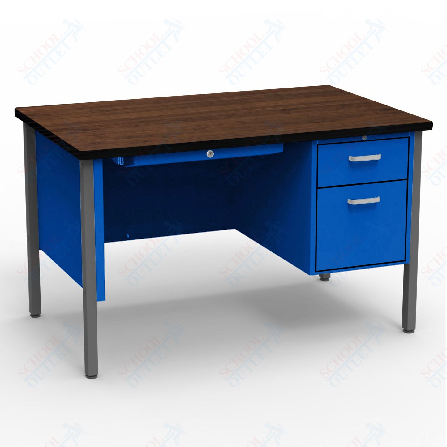 Virco 643 Single Pedestal Teacher Desk - 640 Series with a 30"D x 48"L High-pressure Laminate Surface