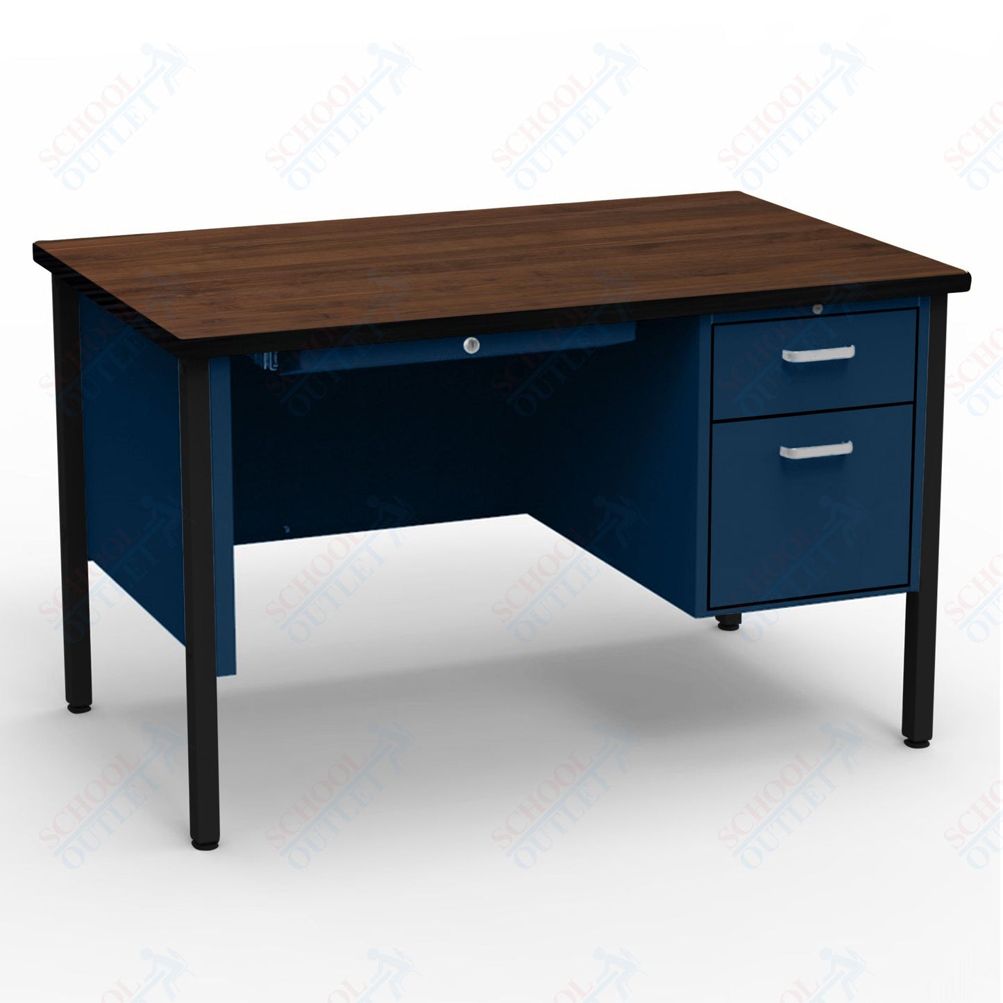 Virco 643 Single Pedestal Teacher Desk - 640 Series with a 30"D x 48"L High-pressure Laminate Surface