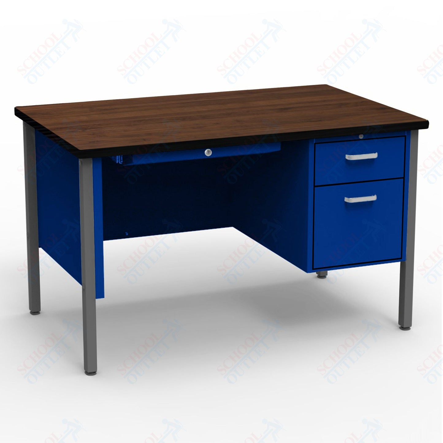 Virco 643 Single Pedestal Teacher Desk - 640 Series with a 30"D x 48"L High-pressure Laminate Surface