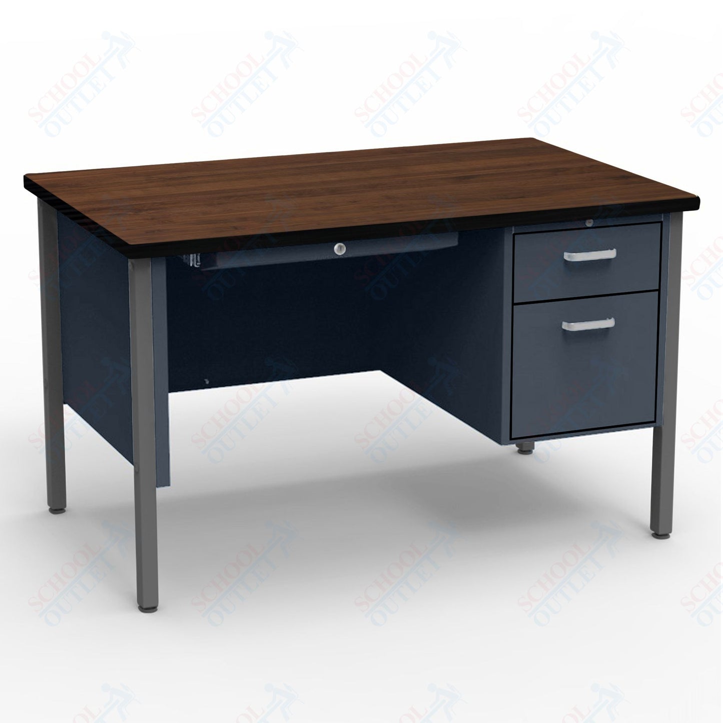 Virco 643 Single Pedestal Teacher Desk - 640 Series with a 30"D x 48"L High-pressure Laminate Surface