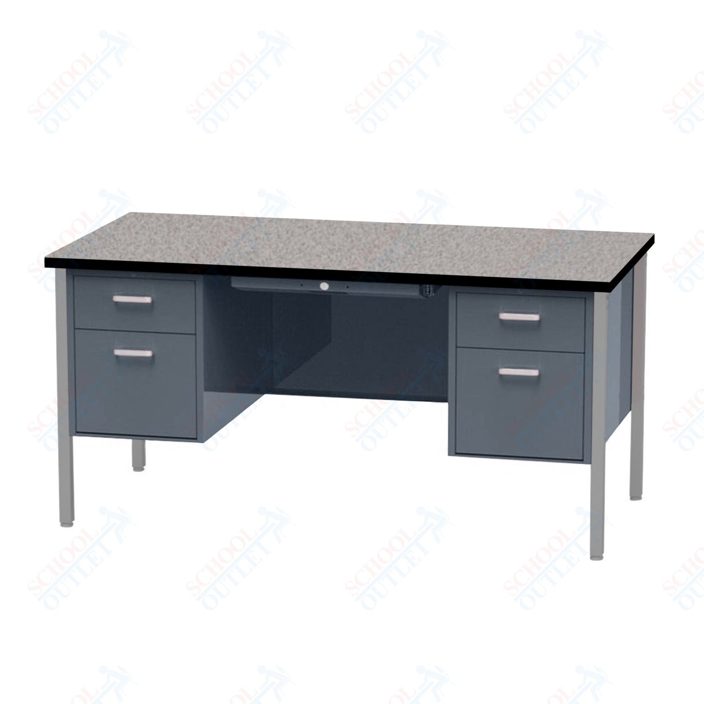 Virco 646 Double Pedestal Teacher Desk - 640 Series with a 30"D x 60"L High-pressure Laminate Surface