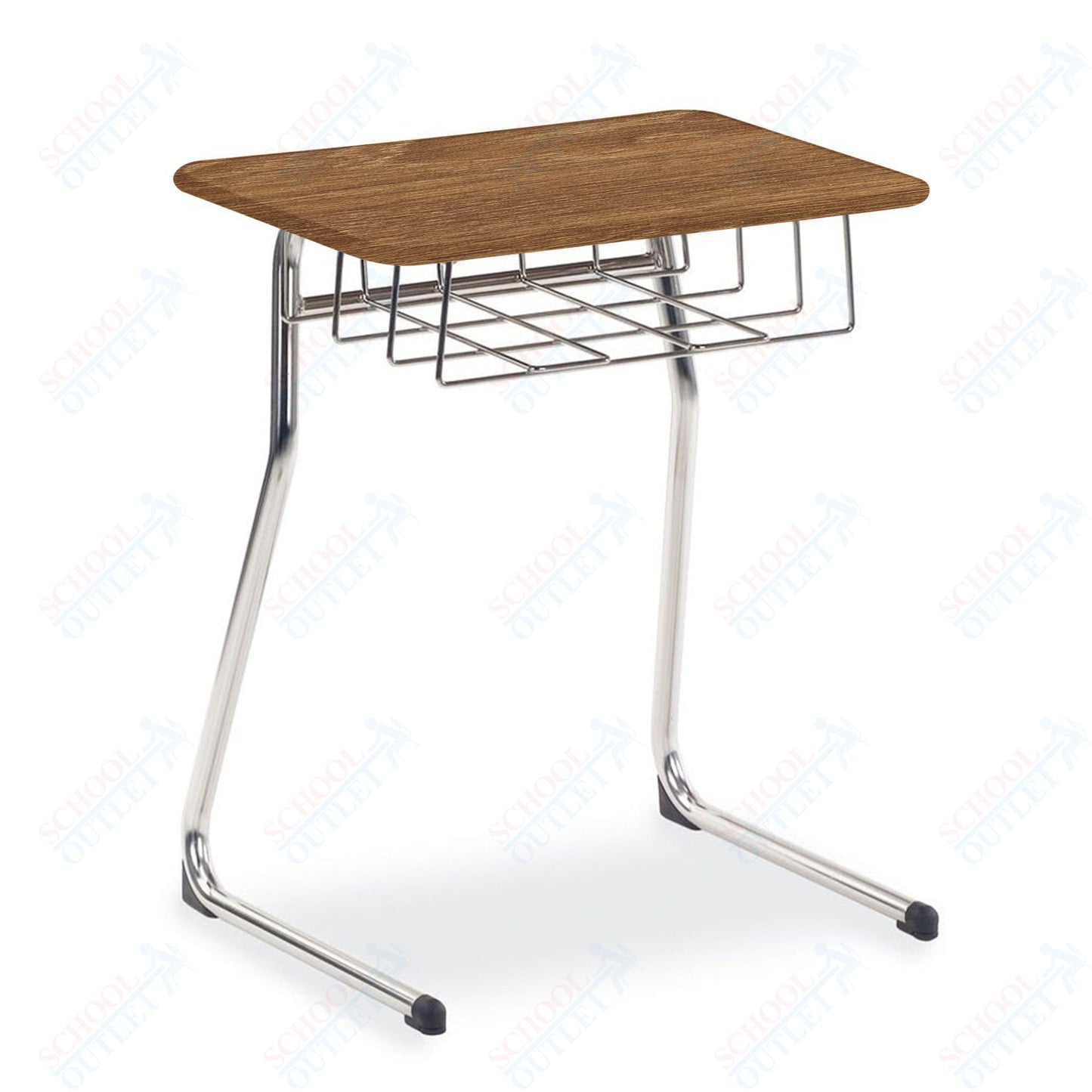 Virco Sigma Series 25" Fixed Height Student Desk, Cantilever Leg and 20" x 26" Top and Wire Book Basket (Virco 73325BR)