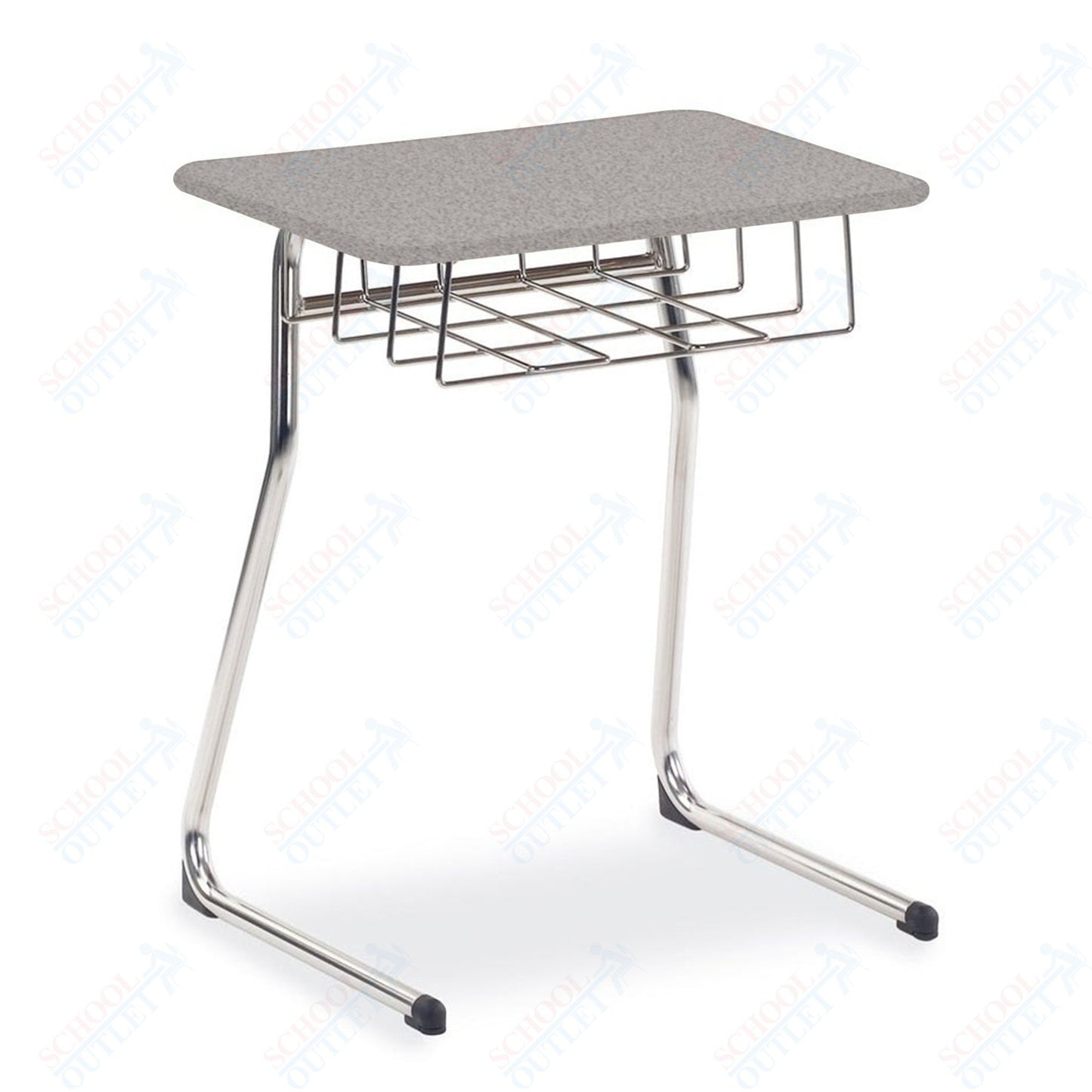 Virco Sigma Series 30" Fixed Height Student Desk, Cantilever Leg and 20" x 26" Top and Wire Book Basket (Virco 73330BR)