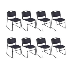 Regency Zeng Padded Support Stack Chair - Black (Pack of 8)