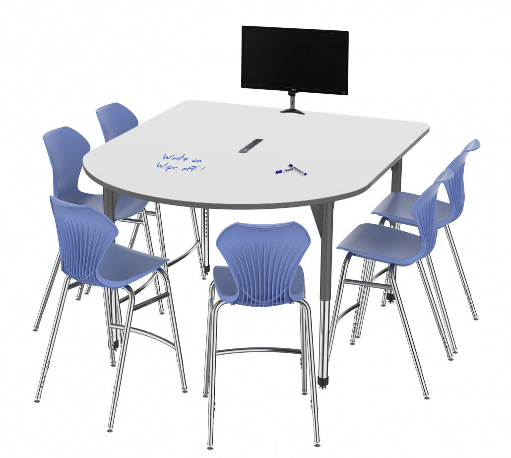 Marco Premier Series Multimedia Standing Table Dry Erase Top 60" x 72" Adj Height 32"-42" w/ Power Module (43-2261-DAP)