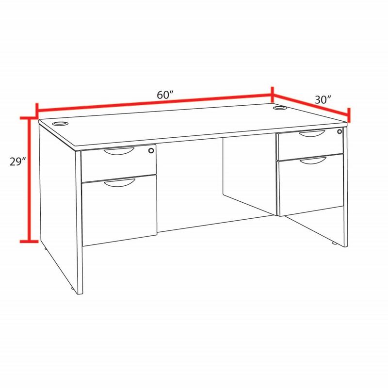 Regency Legacy 60 x 30 in. Office Desk with Double Pedestal Drawer Unit- Noble Oak