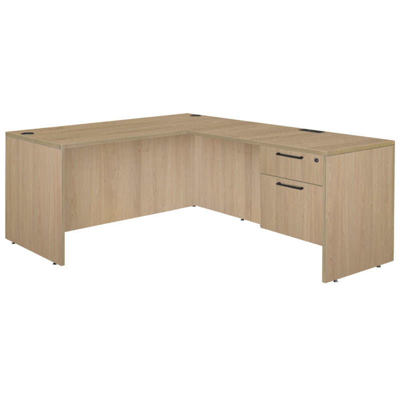 Regency Legacy 60 x 77 in. L Desk with Single Pedestal Drawer Unit- Noble Oak