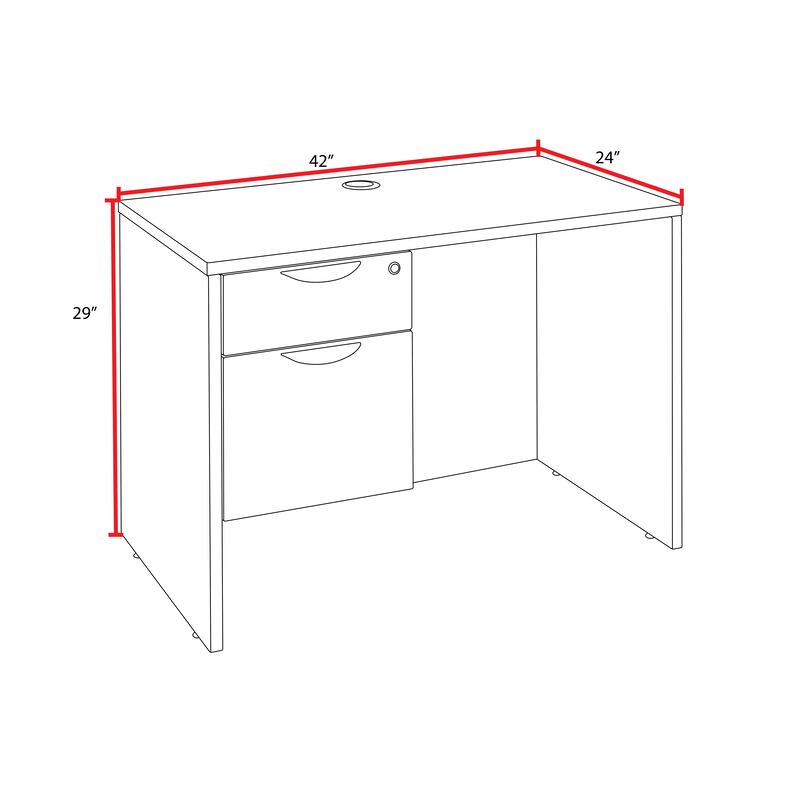 Regency Legacy 42 x 24 in. Executive Desk with Single Pedestal Drawer Unit- Noble Oak