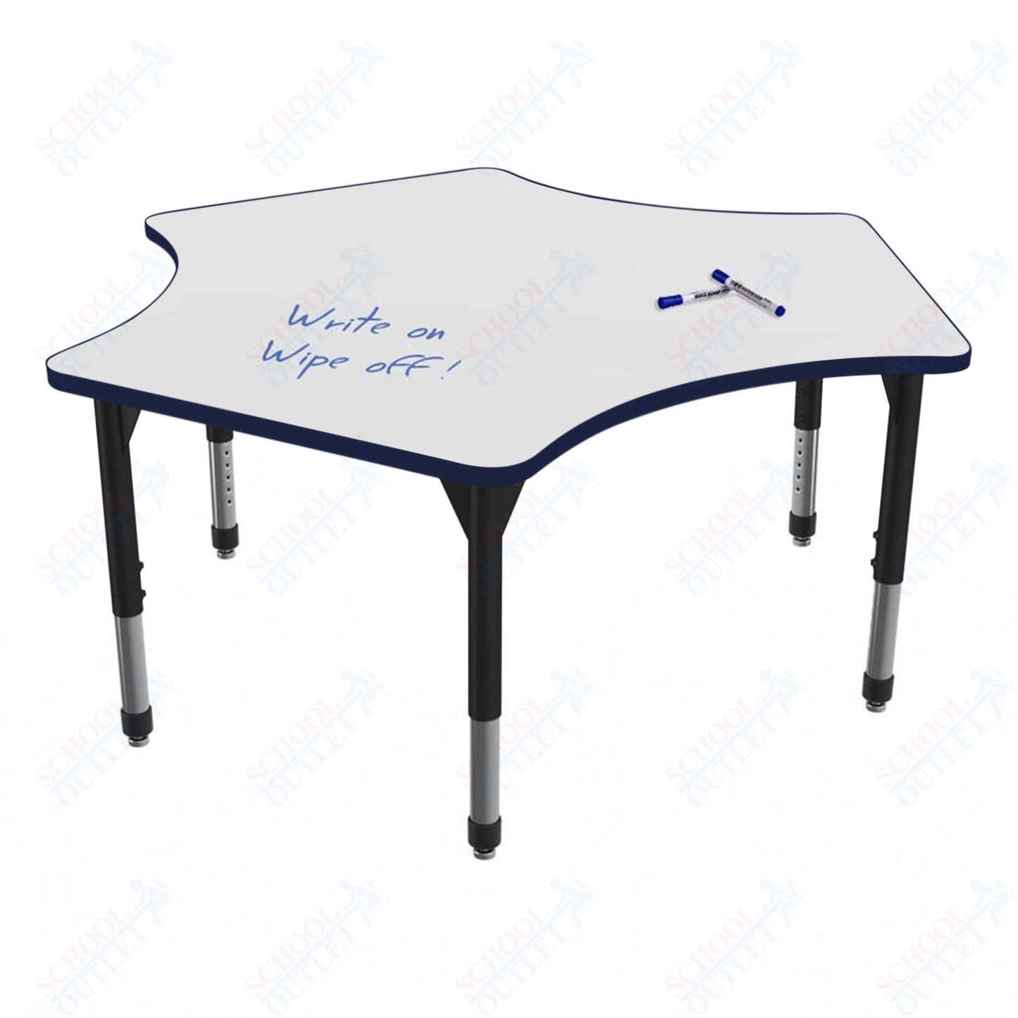 Marco Apex Series Delta Preschool Activity Table w/ Dry Erase HPL Top 60" x 60" Adj Height 17"-24" (38-2251-DB)