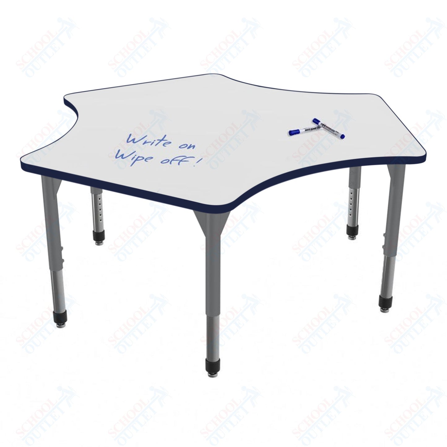 Marco Apex Series Delta Preschool Activity Table w/ Dry Erase HPL Top 60" x 60" Adj Height 17"-24" (38-2251-DB)