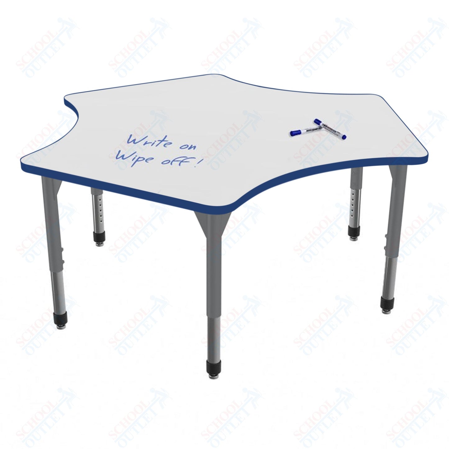 Marco Apex Series Delta Preschool Activity Table w/ Dry Erase HPL Top 60" x 60" Adj Height 17"-24" (38-2251-DB)