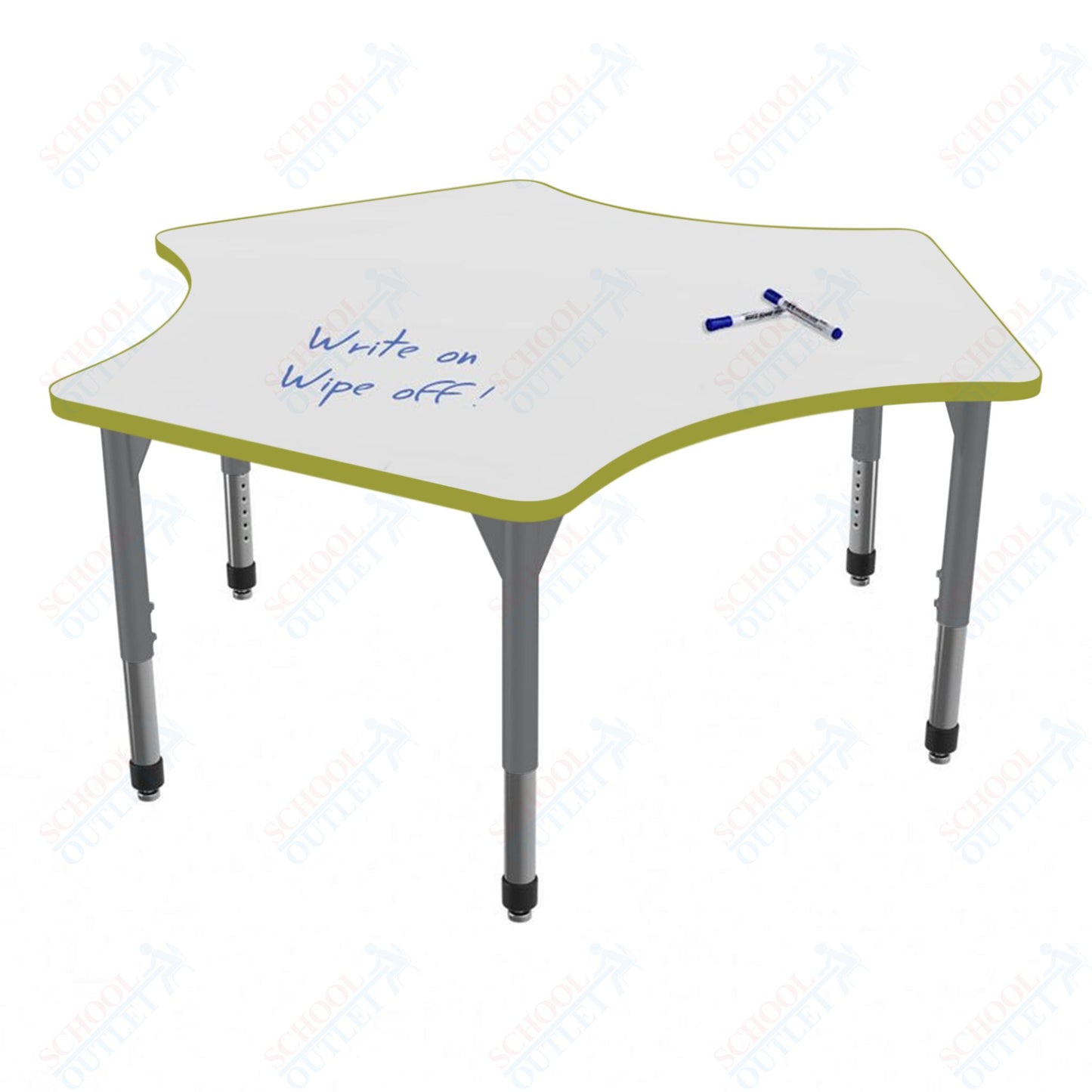 Marco Apex Series Delta Preschool Activity Table w/ Dry Erase HPL Top 60" x 60" Adj Height 17"-24" (38-2251-DB)