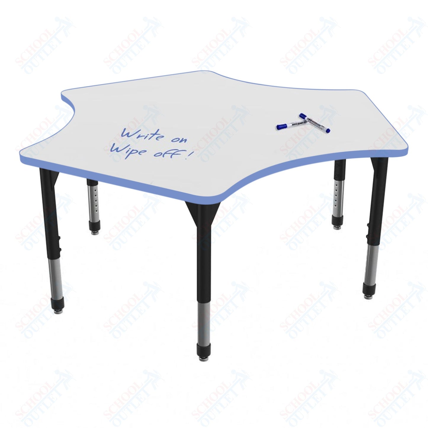 Marco Apex Series Delta Preschool Activity Table w/ Dry Erase HPL Top 60" x 60" Adj Height 17"-24" (38-2251-DB)