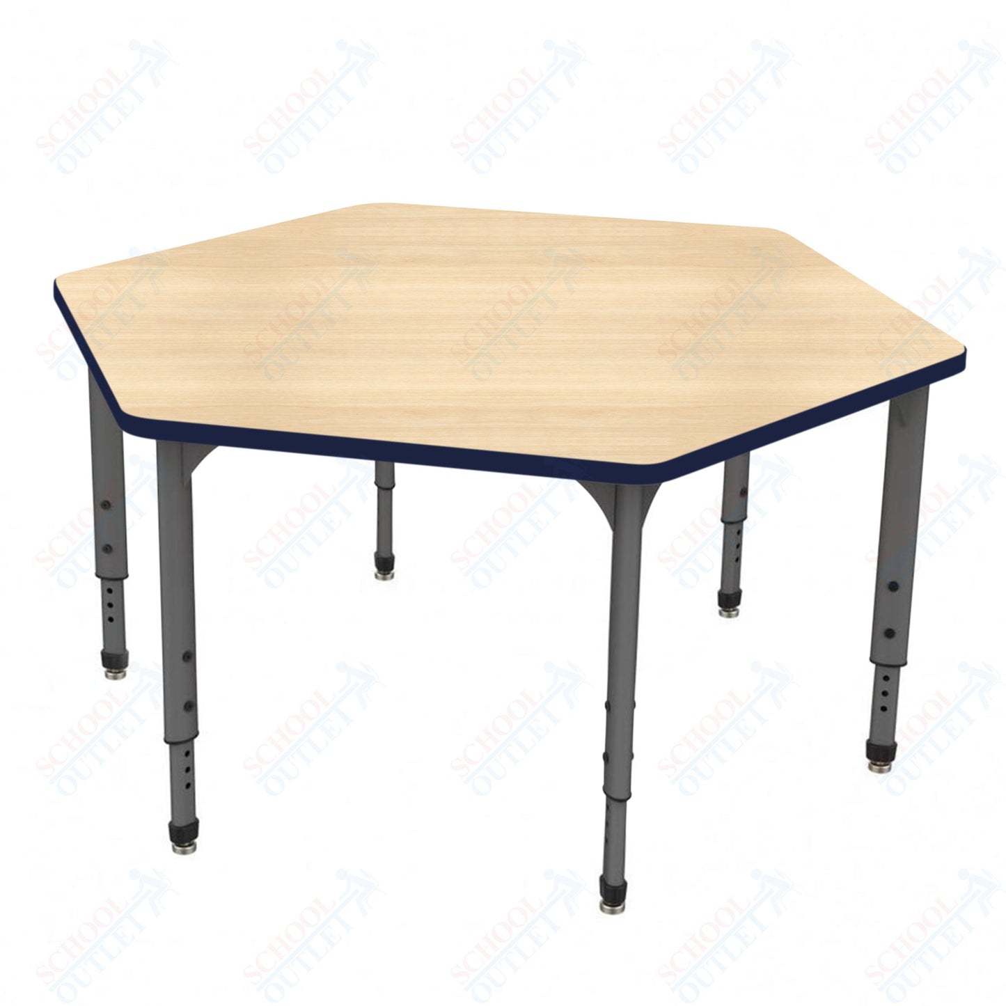 Marco Apex Series Hexagon School Activity Table 54.5" x 48" Adjustable Height 21"-30" (38-2254-MA)