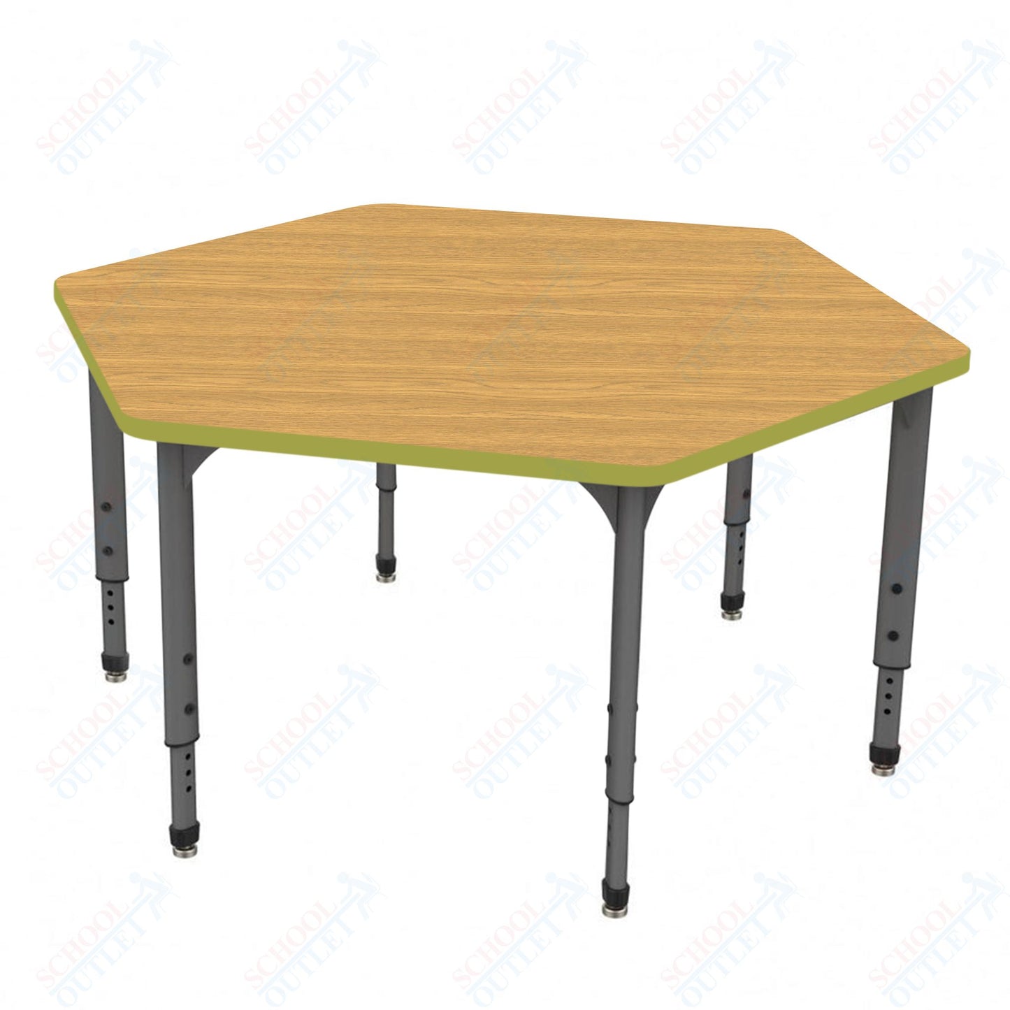 Marco Apex Series Hexagon School Activity Table 54.5" x 48" Adjustable Height 21"-30" (38-2254-MA)