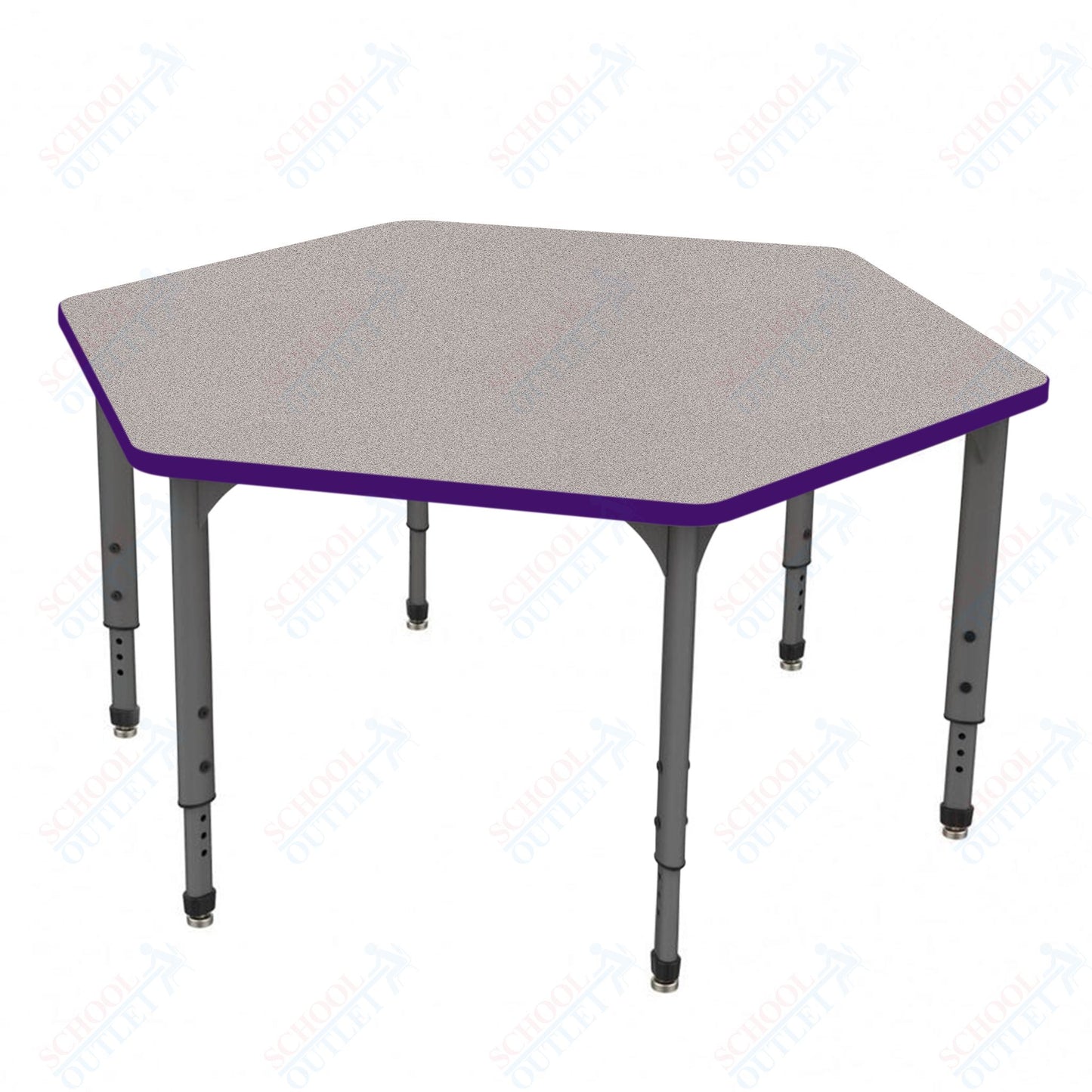 Marco Apex Series Hexagon Preschool Activity Table 54.5" x 48" Height Adjustable Legs 17"-24" (38-2254-MB)