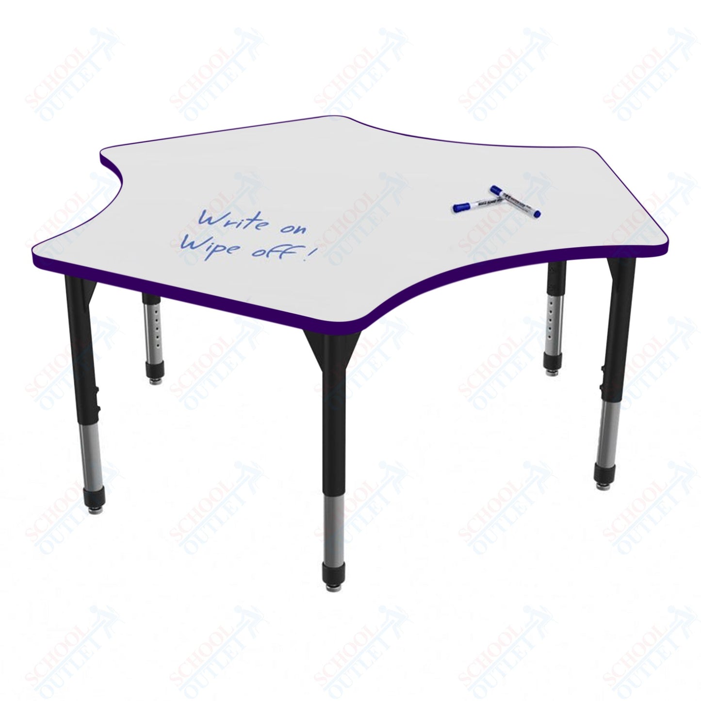 Marco Premier Series Delta Activity Table w/ Dry Erase Top 60" x 60" Adj Height 21"-31" (43-2251-DB)