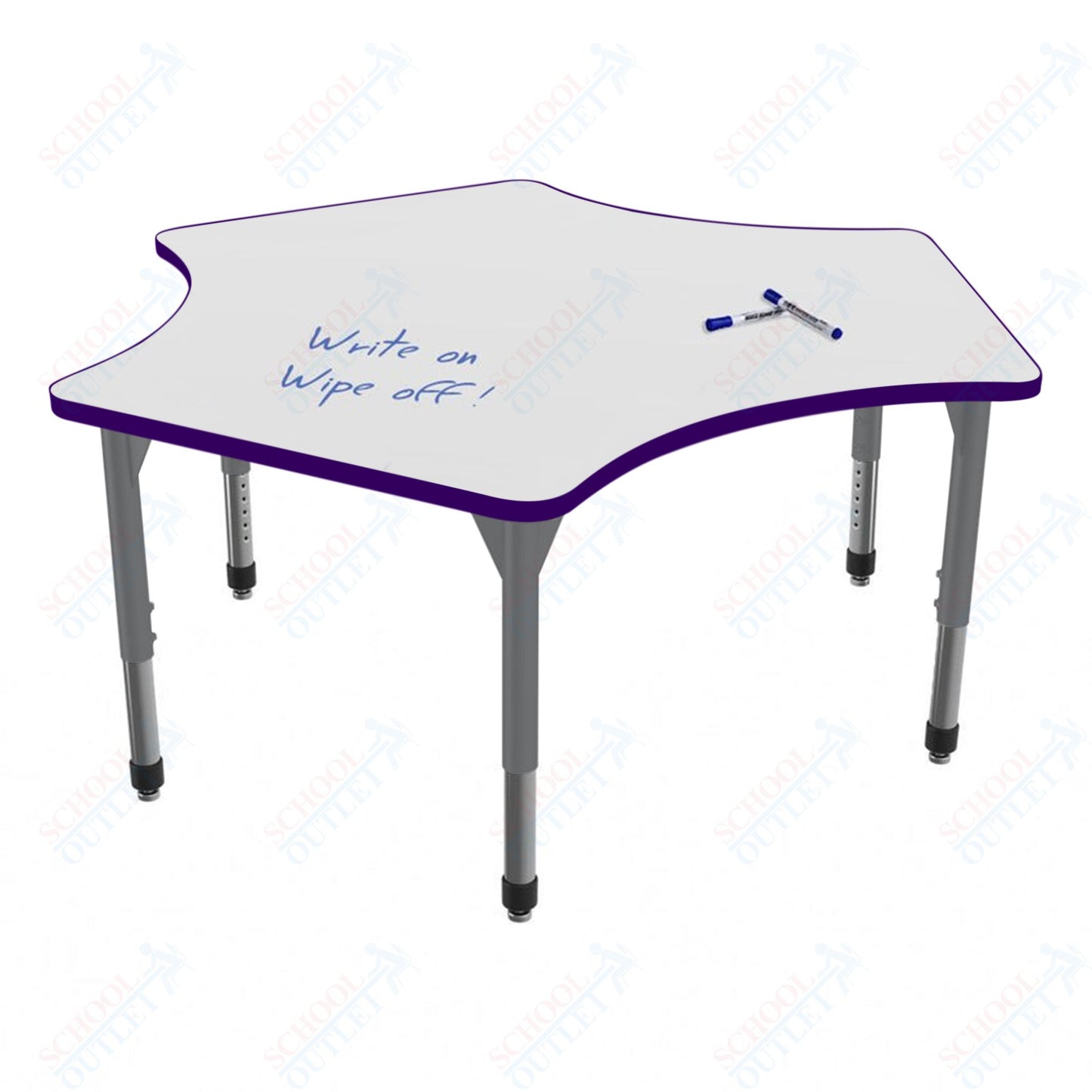 Marco Premier Series Delta Activity Table w/ Dry Erase Top 60" x 60" Adj Height 21"-31" (43-2251-DB)