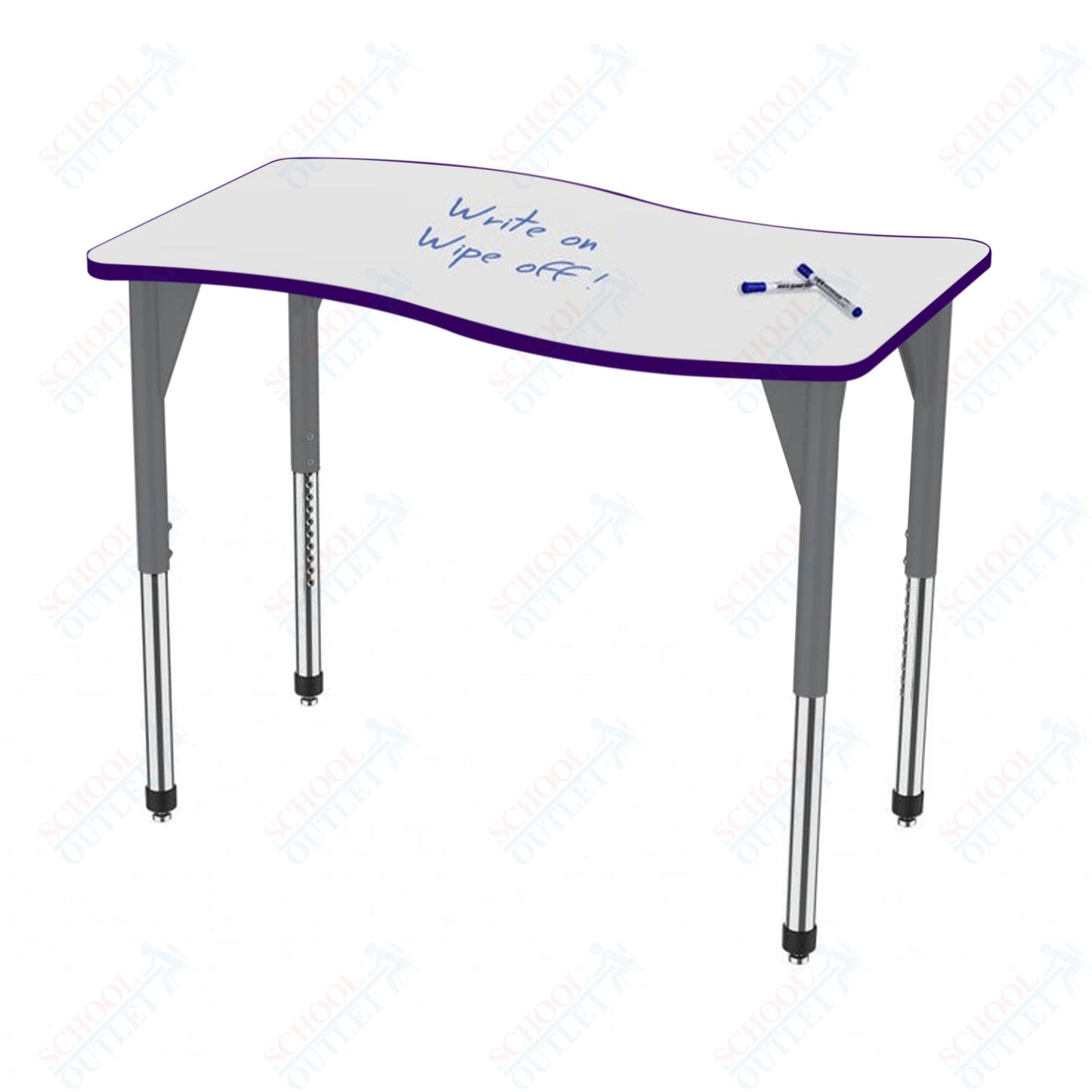 Marco Premier Series Wave Activity Table w/ Dry Erase Top 24" x 60" Adj Height 21"-31" (43-2257-DB)