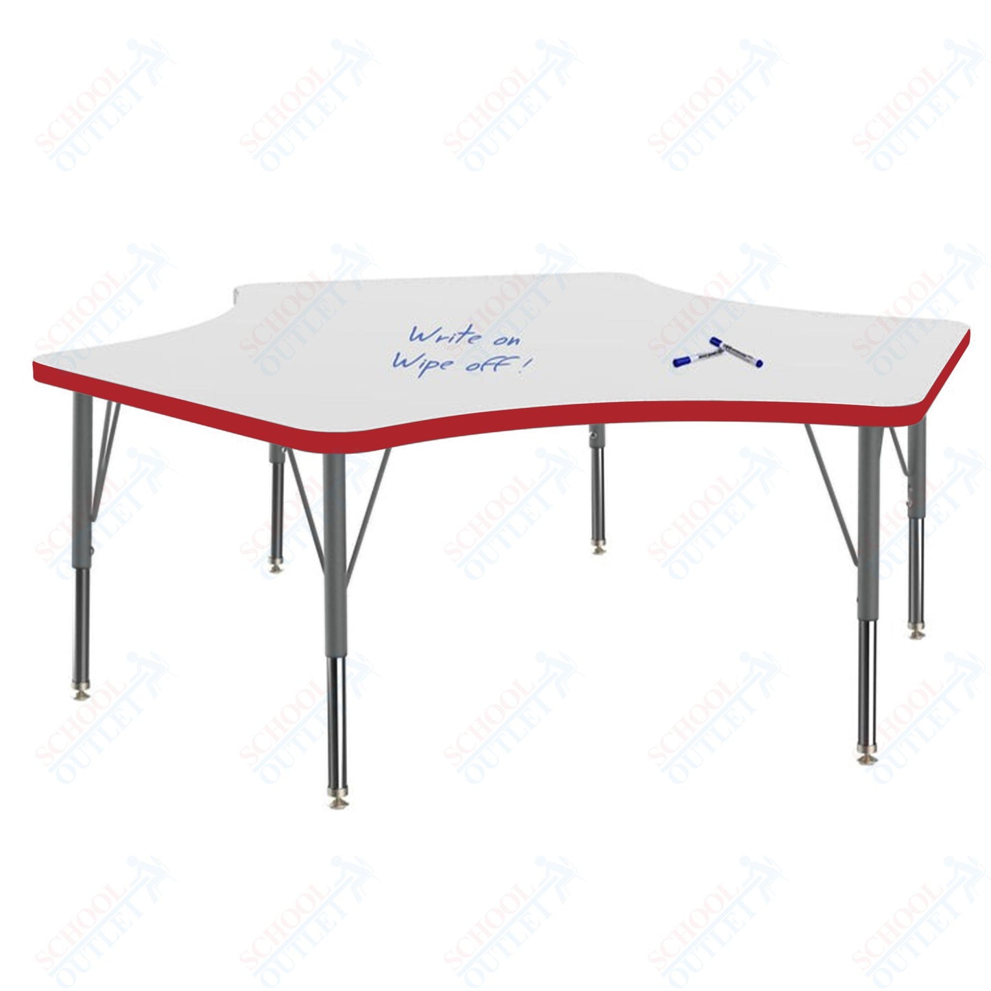 Marco MG2200 Series Delta Preschool Table w/ Dry Erase Top 60" x 60" Adj Height 16"-24" (MG2251-DA)