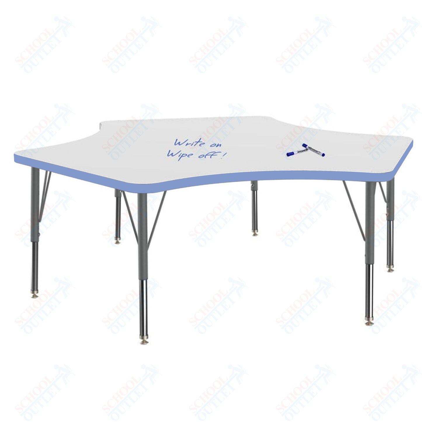 Marco MG2200 Series Delta Preschool Table w/ Dry Erase Top 60" x 60" Adj Height 16"-24" (MG2251-DA)