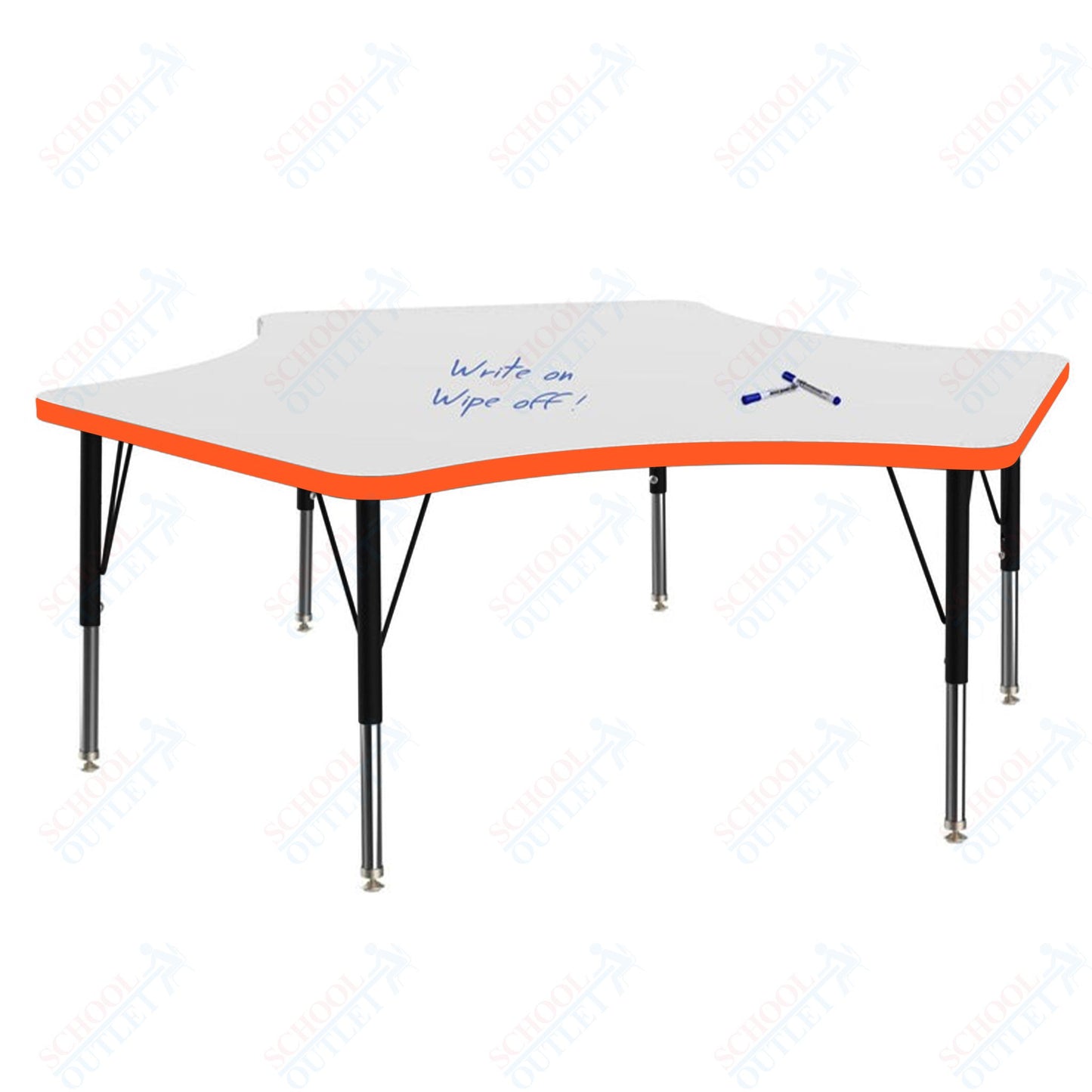 Marco MG2200 Series Delta Preschool Table w/ Dry Erase Top 60" x 60" Adj Height 16"-24" (MG2251-DA)