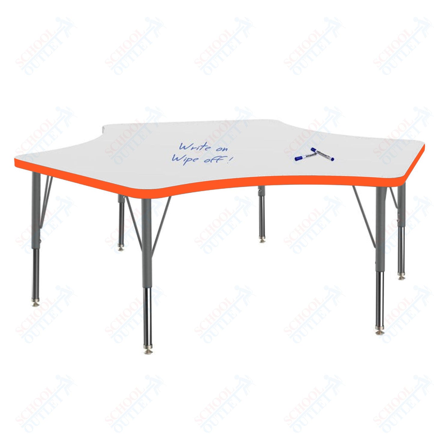 Marco MG2200 Series Delta Preschool Table w/ Dry Erase Top 60" x 60" Adj Height 16"-24" (MG2251-DA)