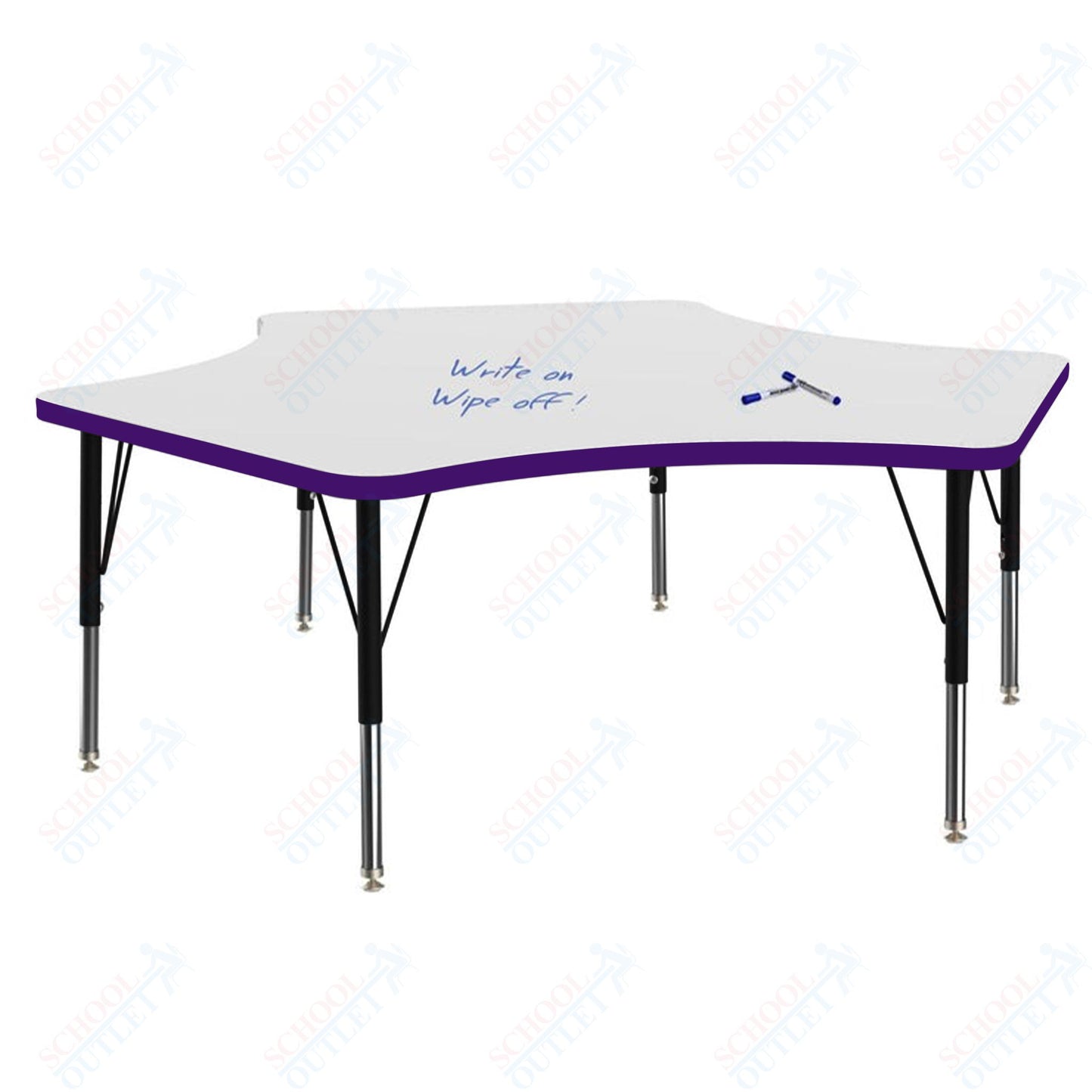 Marco MG2200 Series Delta Preschool Table w/ Dry Erase Top 60" x 60" Adj Height 16"-24" (MG2251-DA)