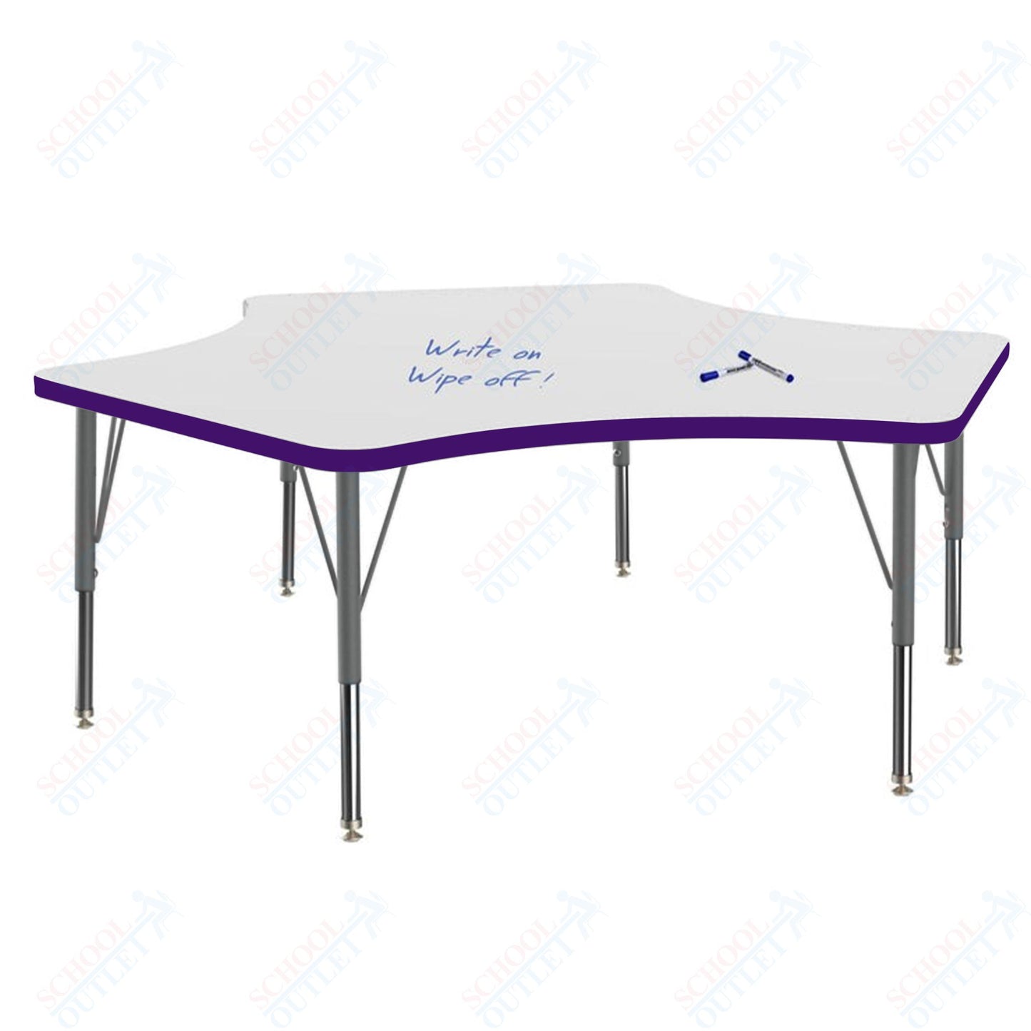 Marco MG2200 Series Delta Preschool Table w/ Dry Erase Top 60" x 60" Adj Height 16"-24" (MG2251-DA)