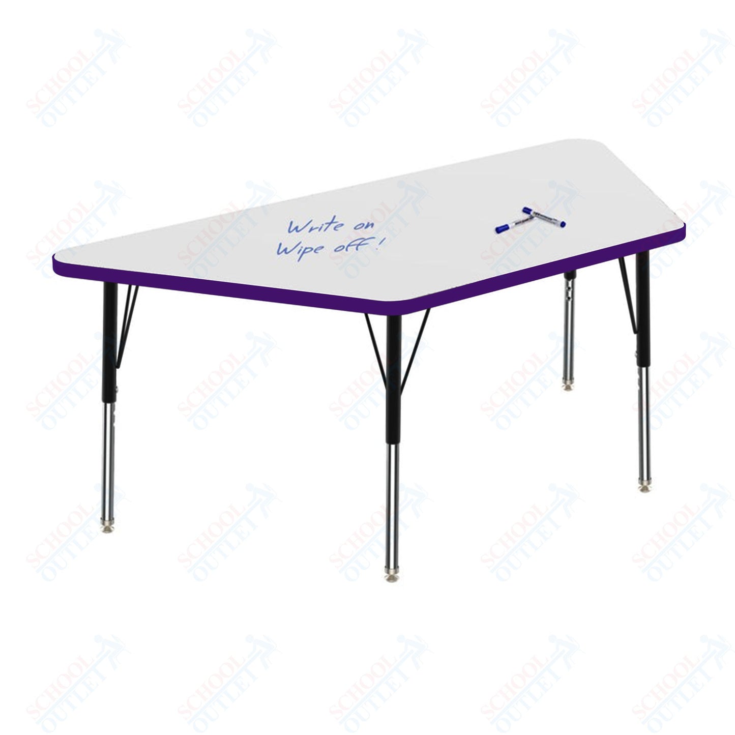 Marco MG2200 Series Trapezoid Activity Table w/ Dry Erase Top 30" x 60" Adj Height 21"-30" (MG2287-DB)