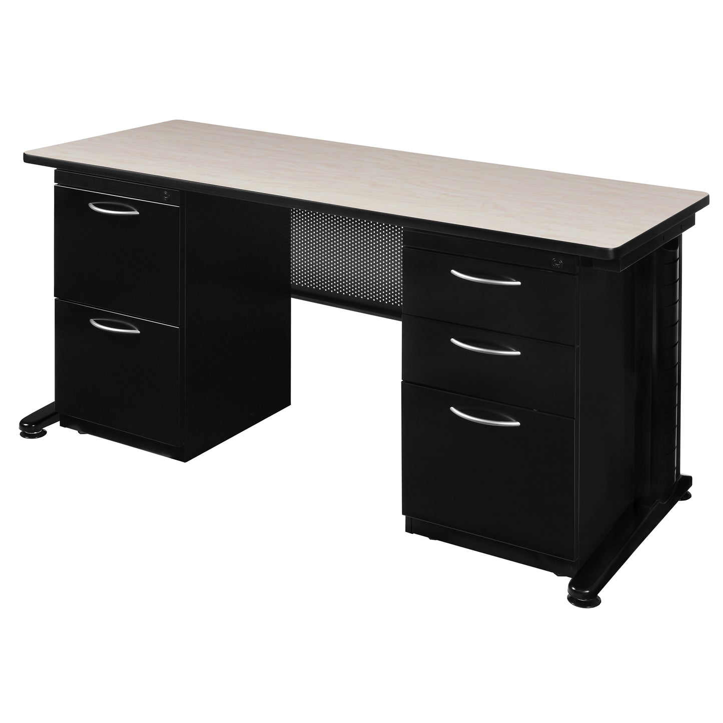 Regency Fusion 66" x 24" Teachers Desk with Double Pedestal Drawer Unit