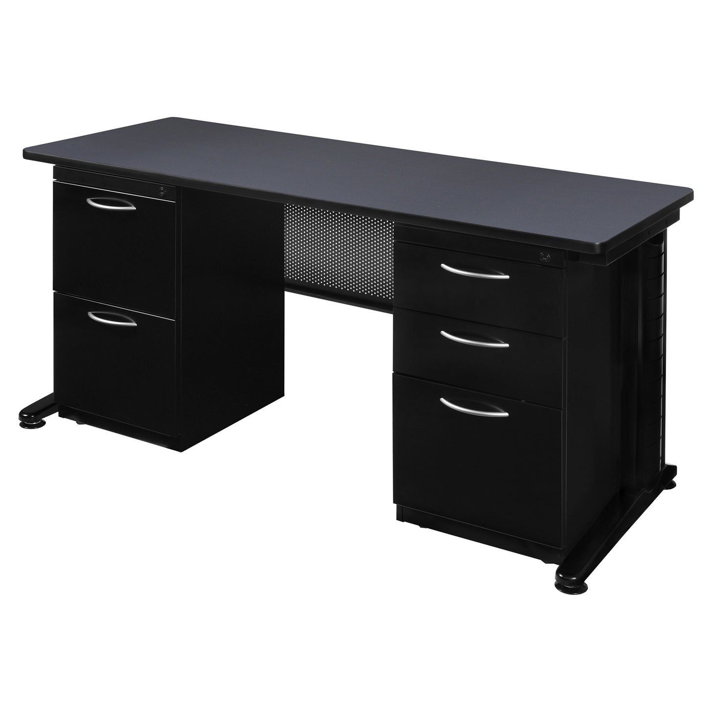 Regency Fusion 66" x 30" Teachers Desk with Double Pedestal Drawer Unit