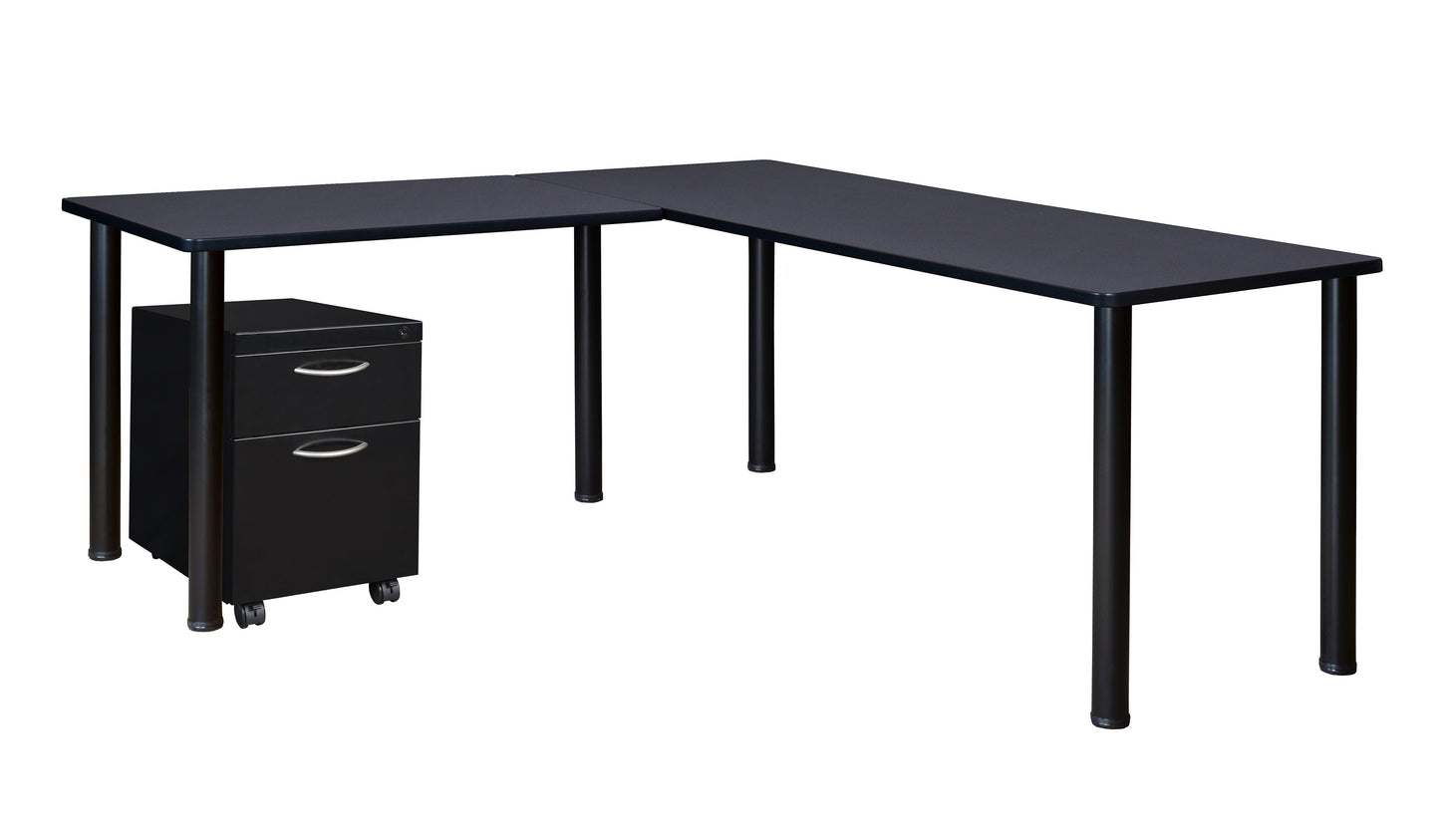 Regency Kee Corner L Shaped Desk with Pedestal Drawer (60"W x 66"D)