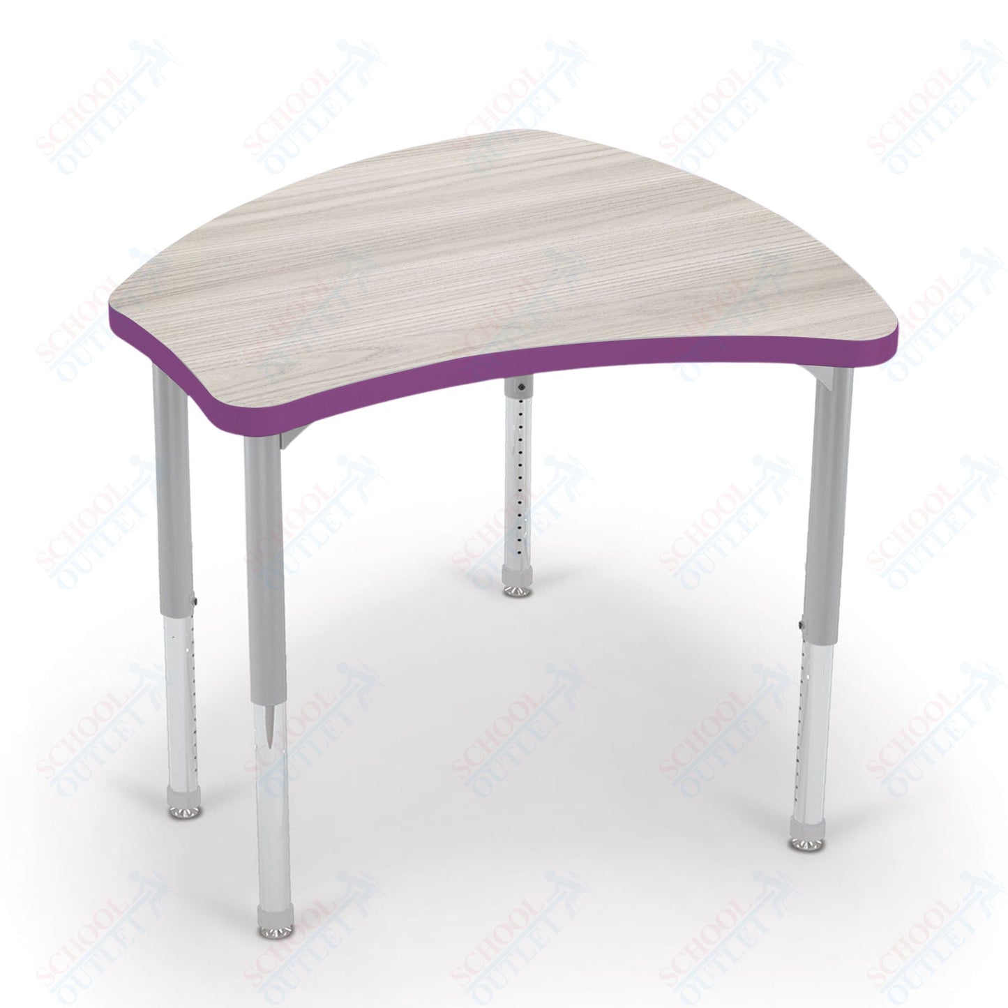 Mooreco Small Hierarchy Shape Standard Desk Adjustable Height 22" - 32" - Platinum Leg - 11436X