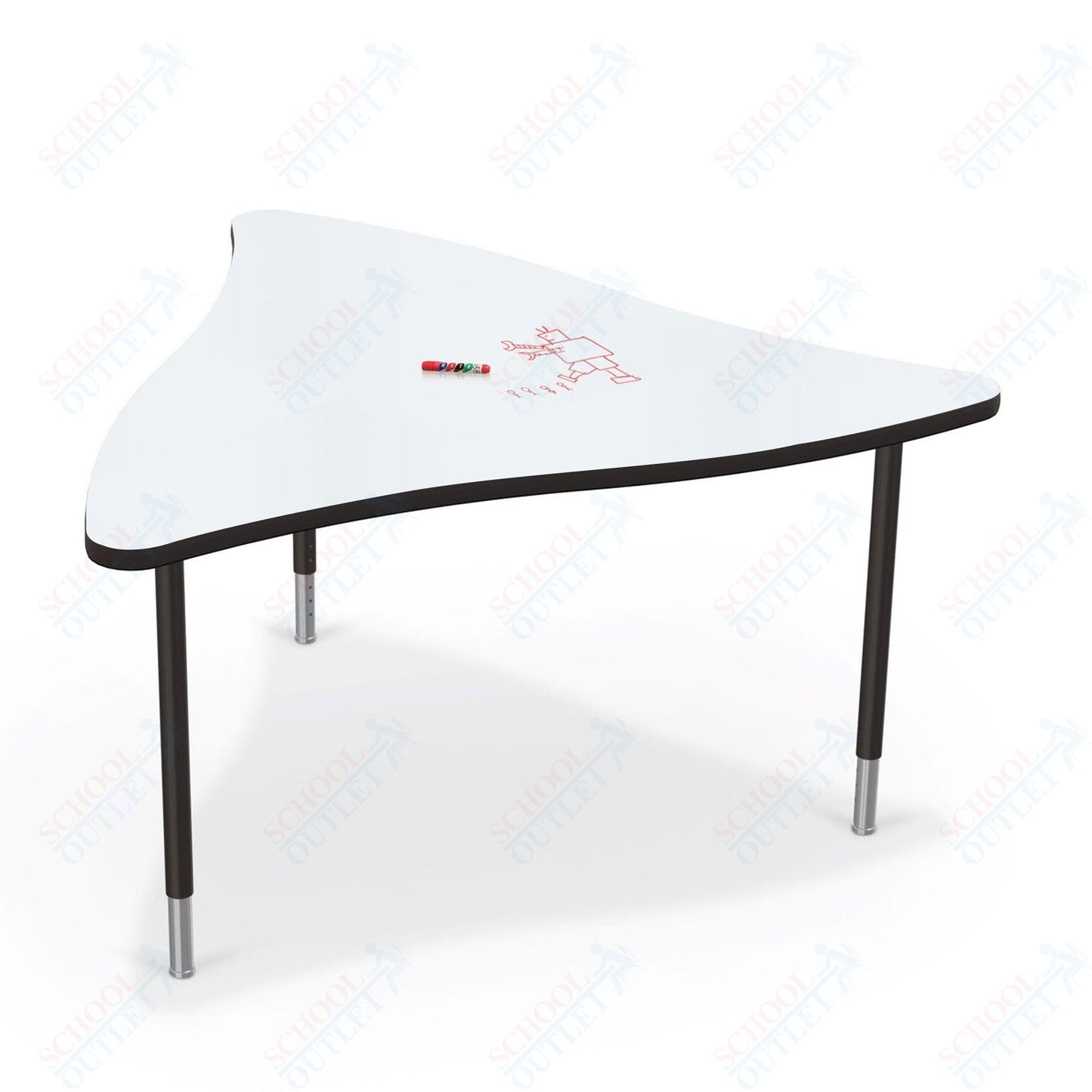 Mooreco Creator Configurable Tables - Triangle - Black Edgeband - Black Legs (Mooreco 1633K1)